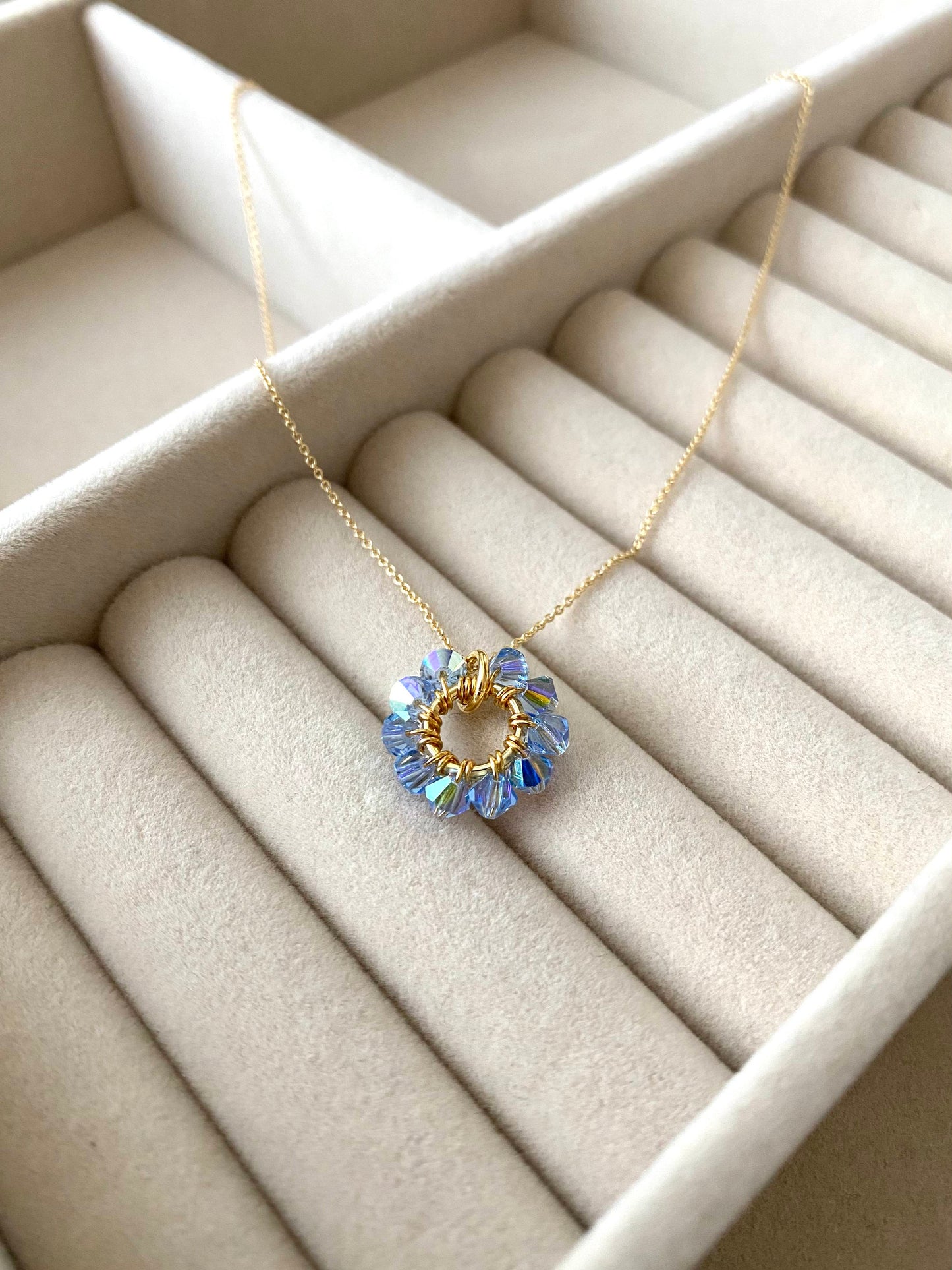 Tuplarenkaat & Sooloregas -korusetti, sinilila, kullattu hopea