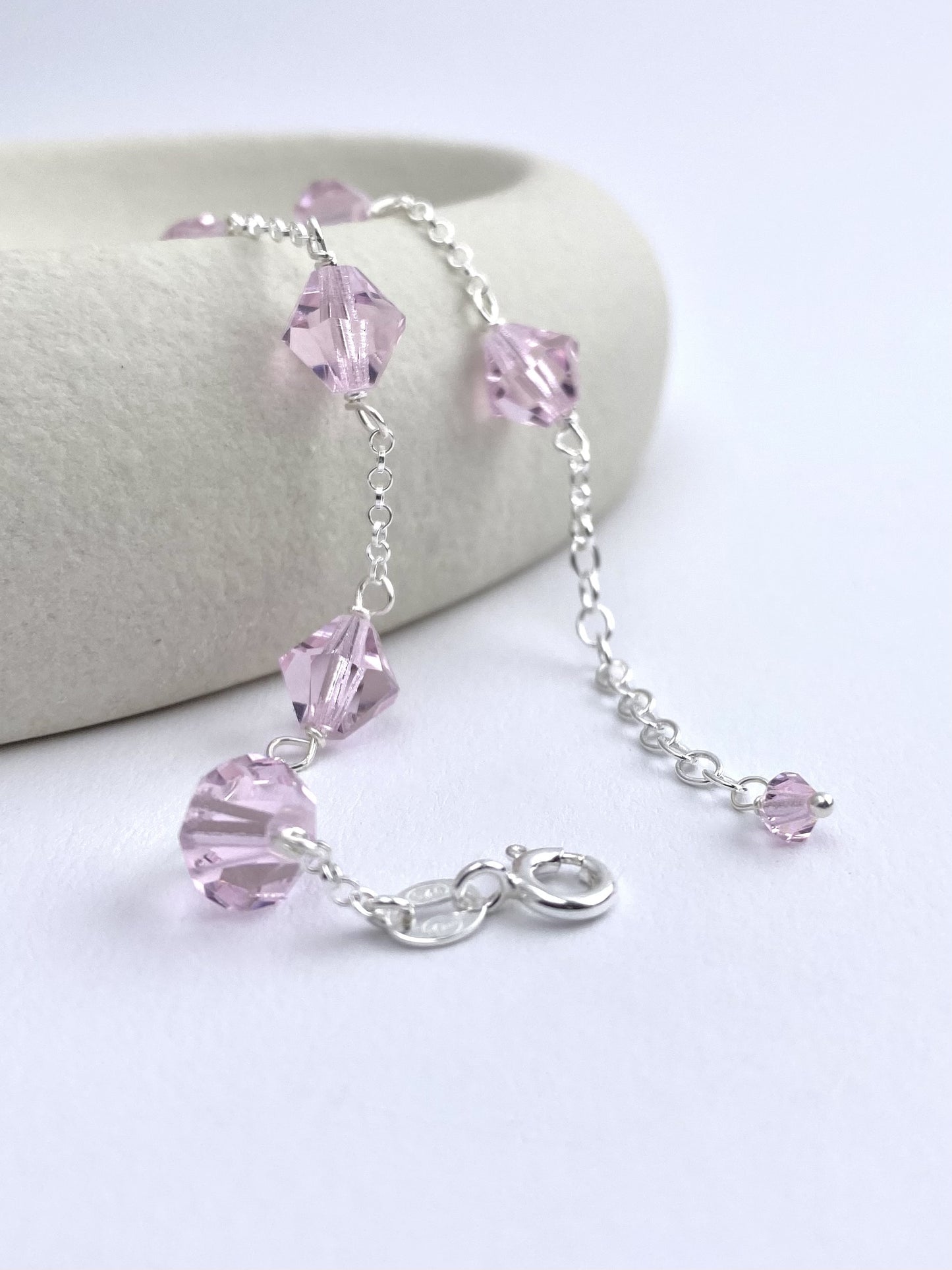 Aarteeni-rannekoru, vaaleanpunainen, hopea