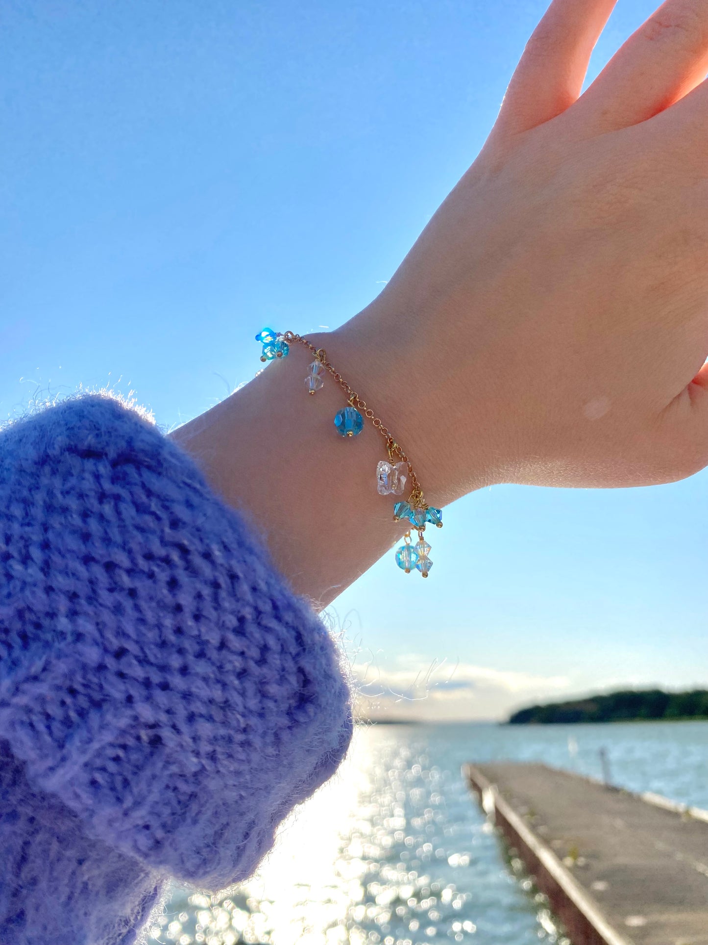 Pikkurenkaat & Keidas -korusetti, turkoosi, kullattu hopea