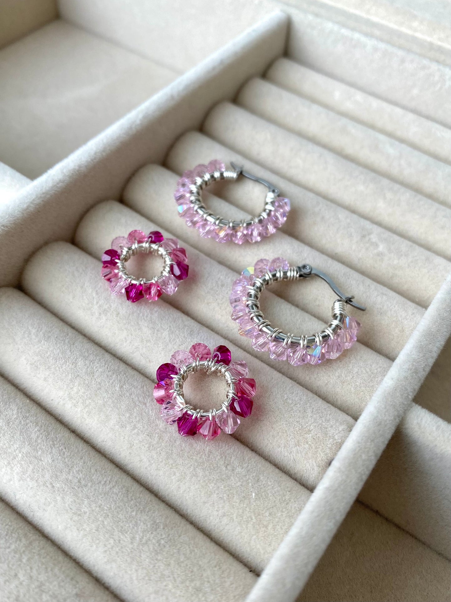 Mini-Tuplarenkaat, vaaleanpunainen/pinkki, kirurginteräs