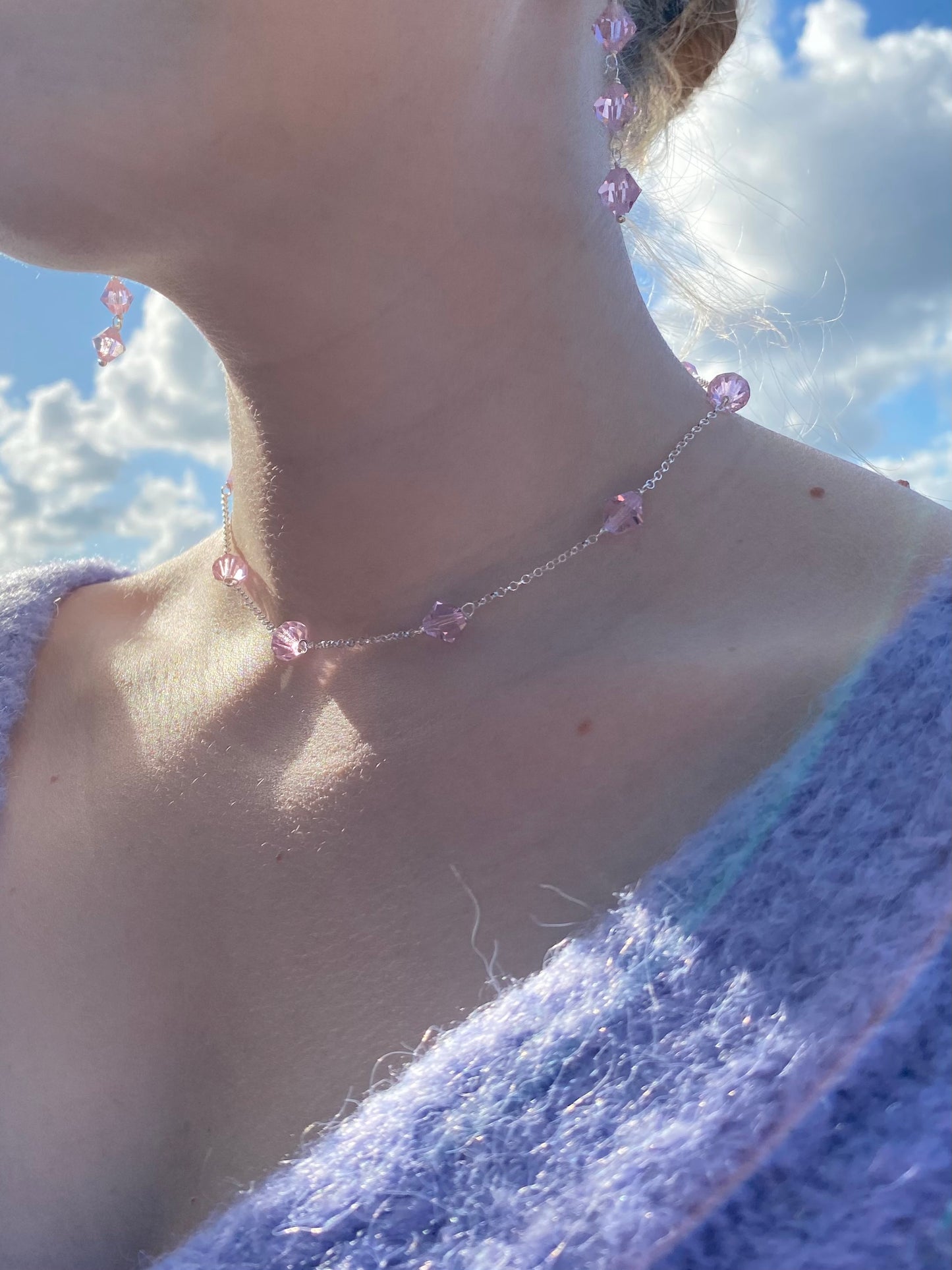 Aarteeni-kaulakoru, vaaleanpunainen, hopea