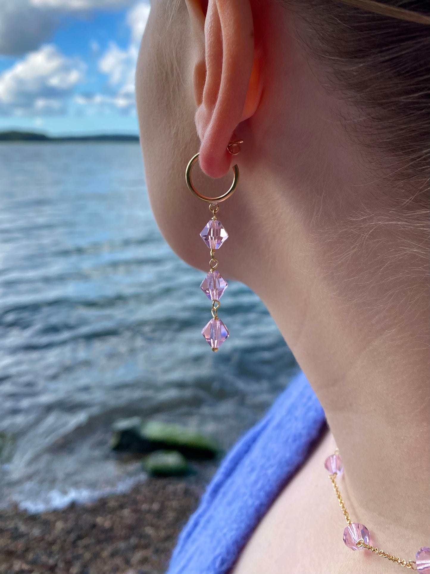 Aarteeni-korusetti, vaaleanpunainen, kullattu hopea