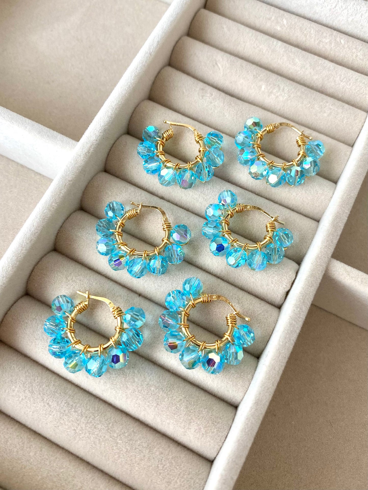 Pikkurenkaat & Keidas -korusetti, turkoosi, kullattu hopea