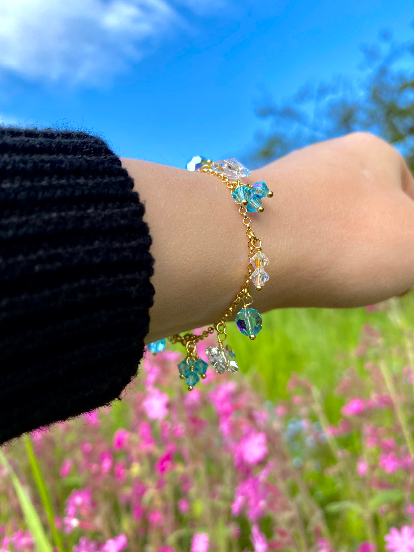 Pikkurenkaat & Keidas -korusetti, turkoosi, kullattu hopea