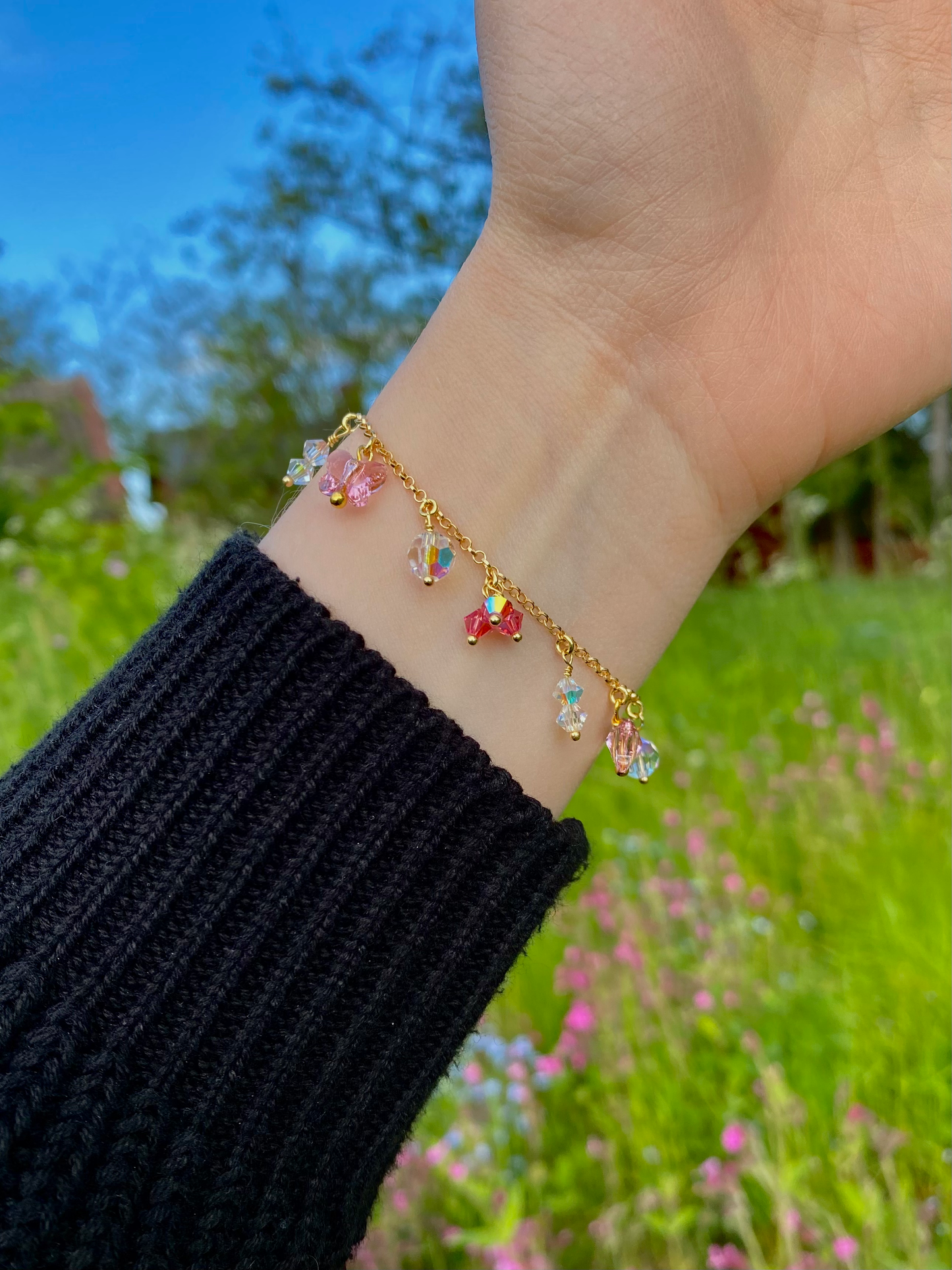 Pikkurenkaat & Keidas -korusetti, vaaleanpunainen, kullattu hopea