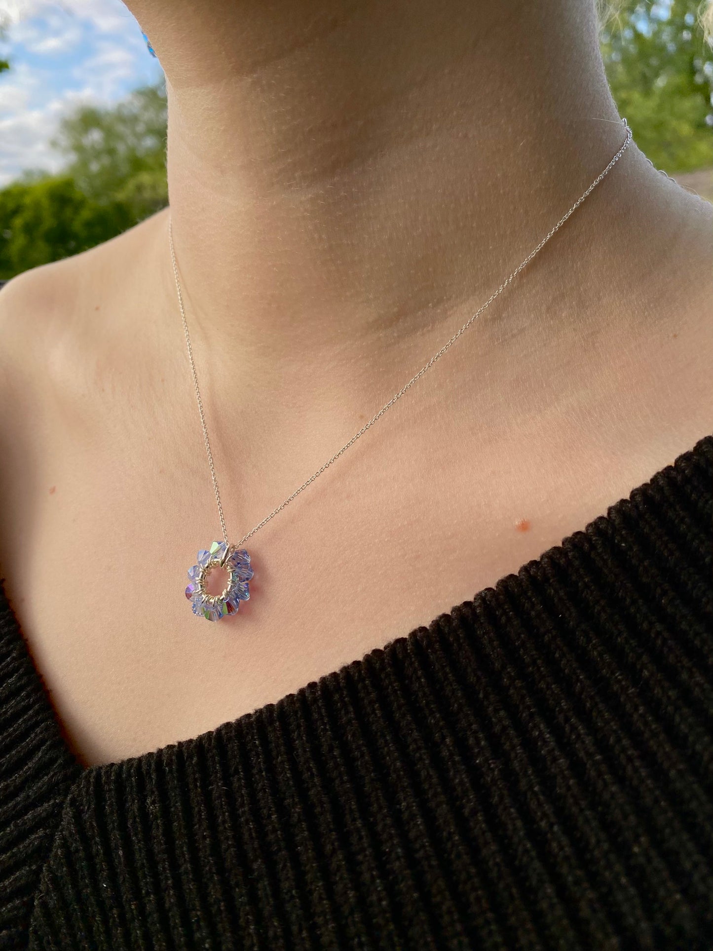 Tuplarenkaat & Soolorengas -korusetti, sinilila, hopea