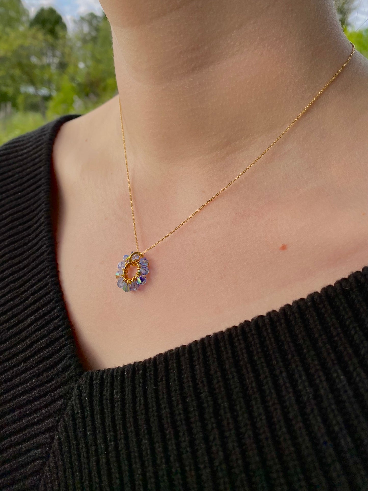 Tuplarenkaat & Sooloregas -korusetti, sinilila, kullattu hopea