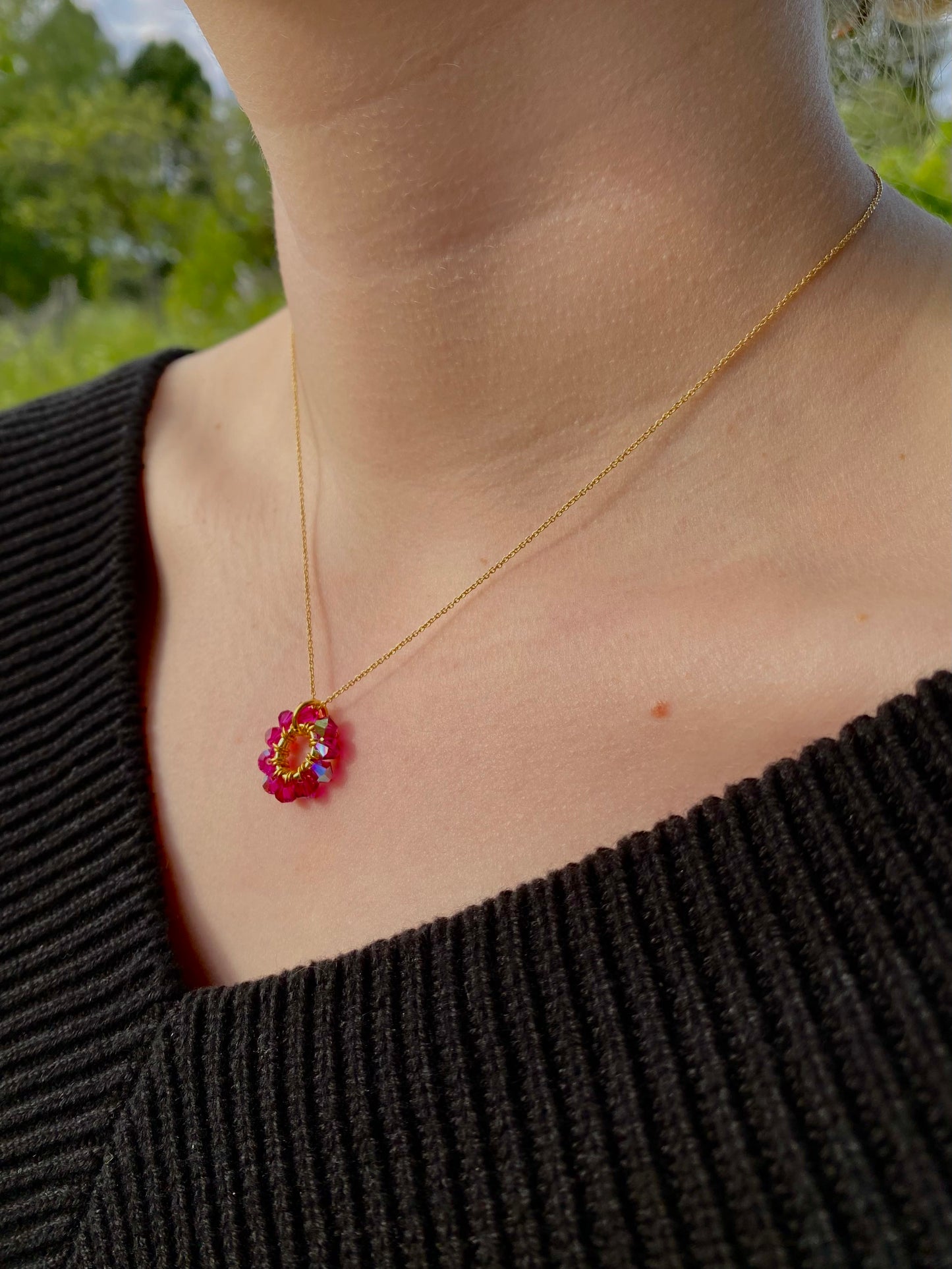 Tuplarenkaat & Soolorengas -korusetti, vaaleanpunainen, kullattu hopea