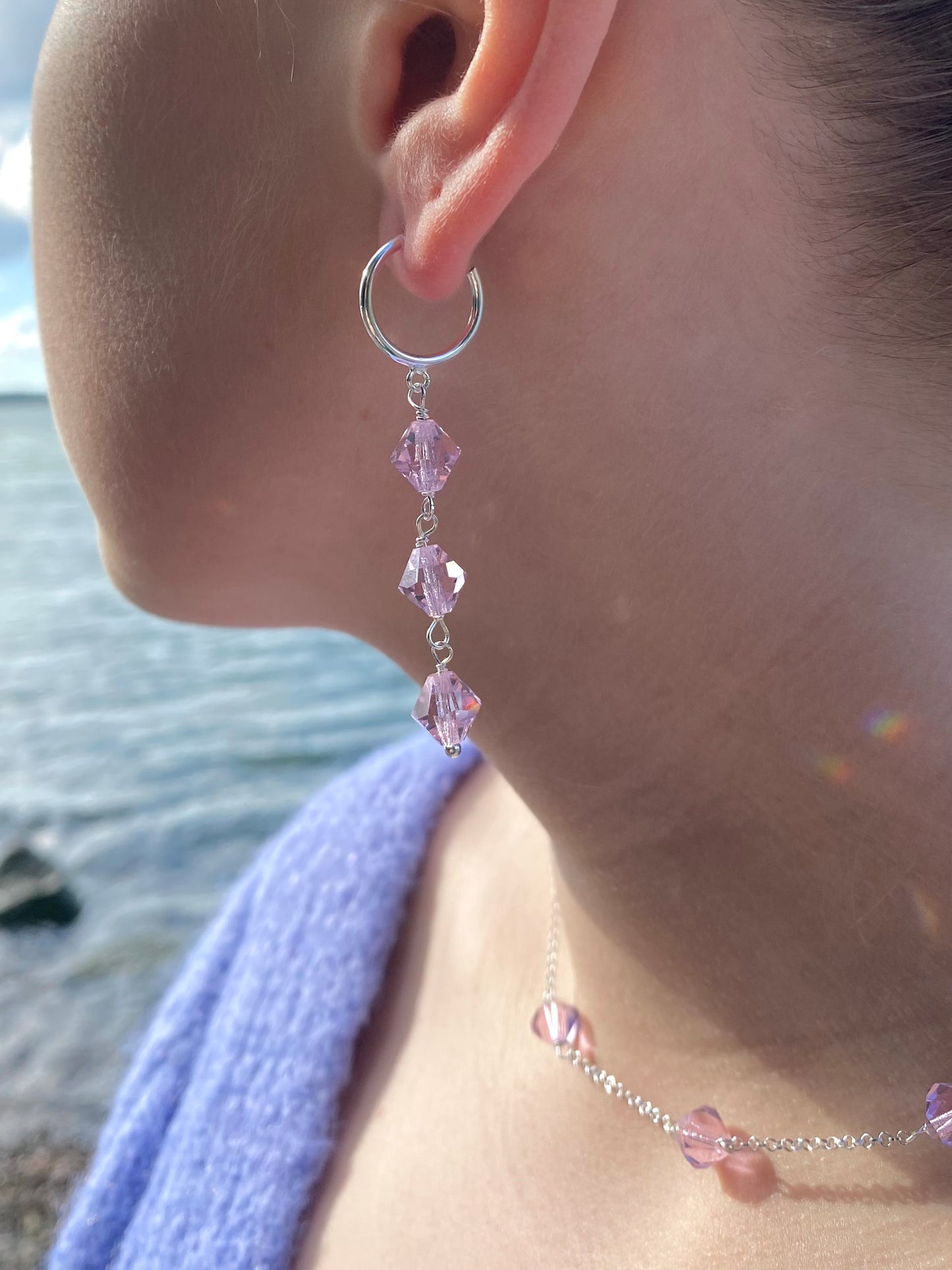 Aarteeni-korvakorut, vaaleanpunainen, hopea