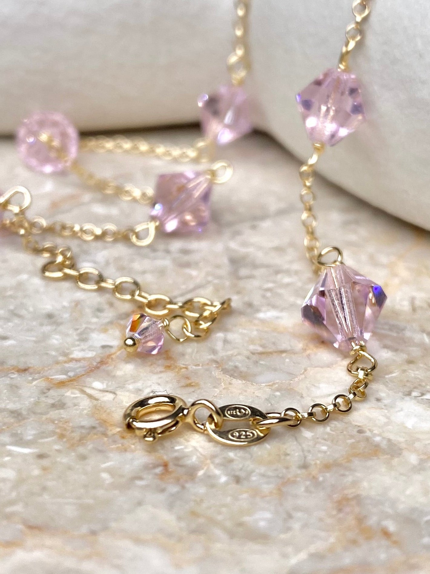 Aarteeni-korusetti, vaaleanpunainen, kullattu hopea