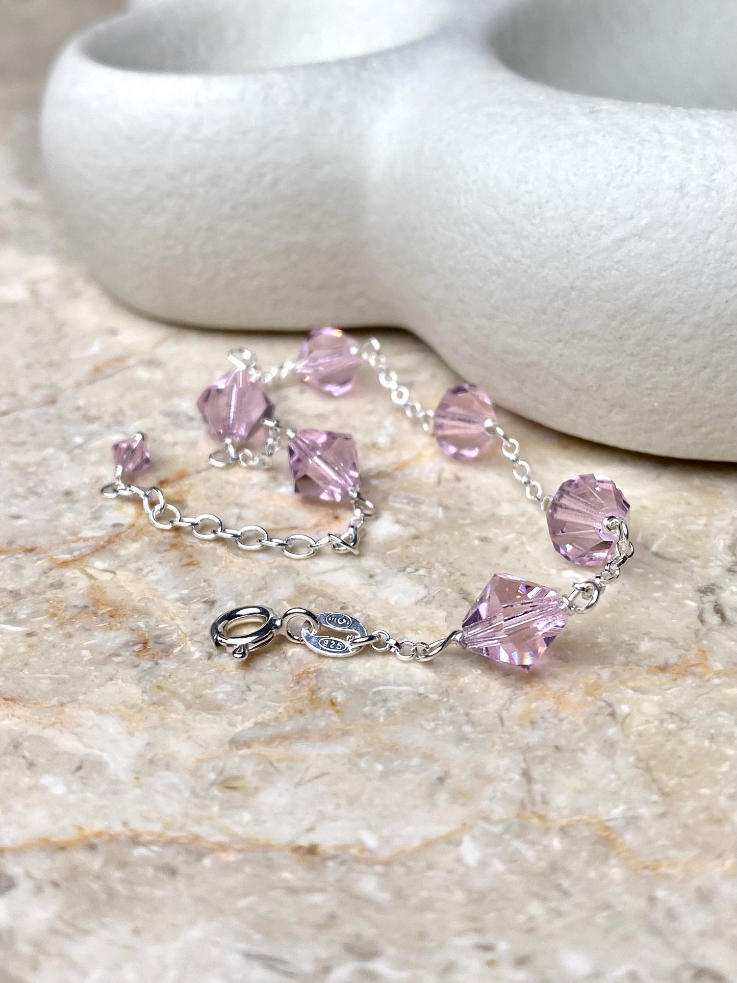 Aarteeni-rannekoru, vaaleanpunainen, hopea