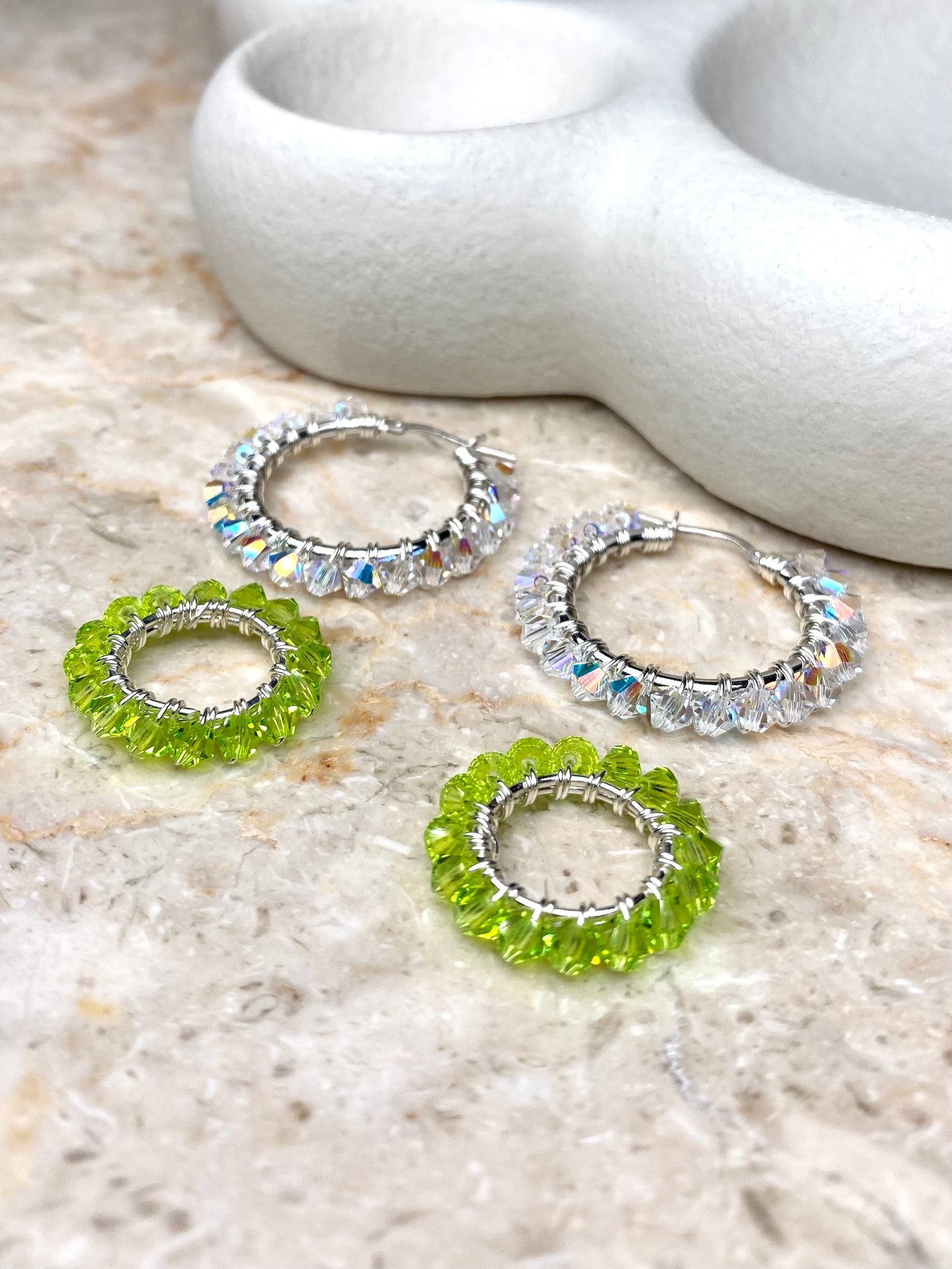 Tuplarenkaat & Soolorengas -korusetti, lime, hopea