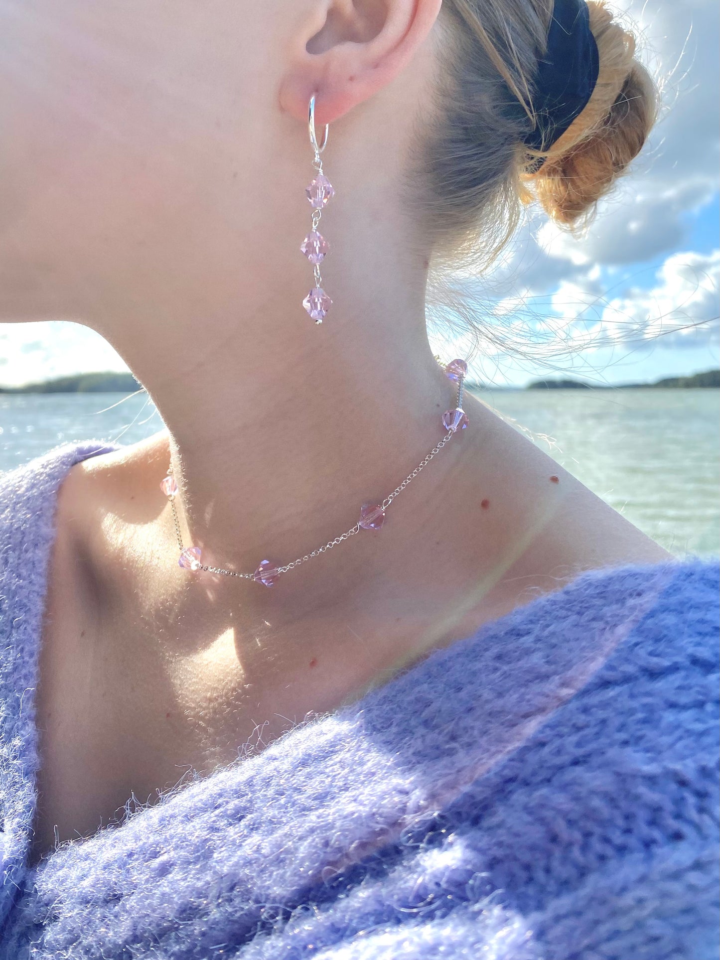 Aarteeni-korvakorut, vaaleanpunainen, hopea