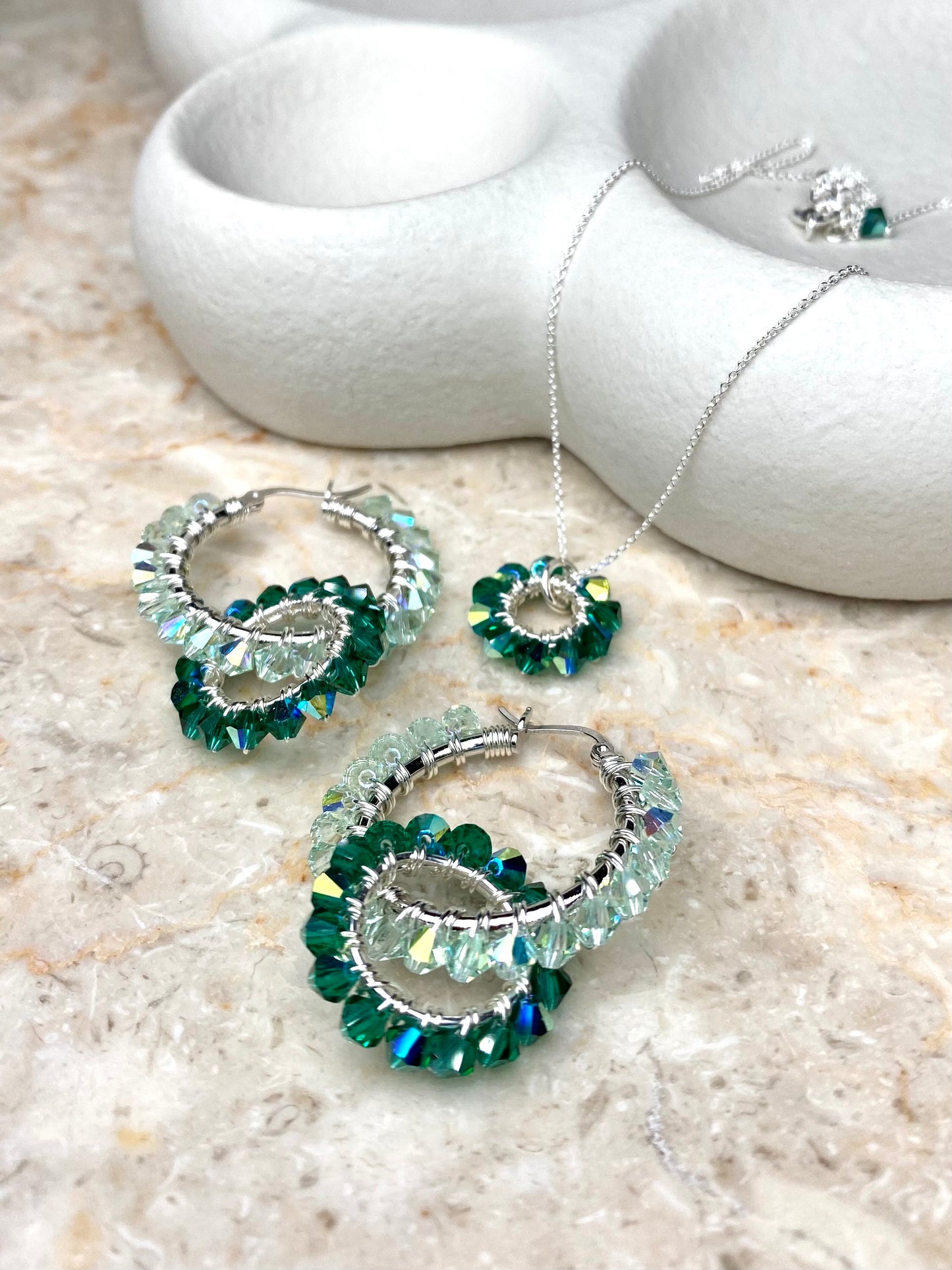 Soolorengas-kaulakoru, vihreä, hopea