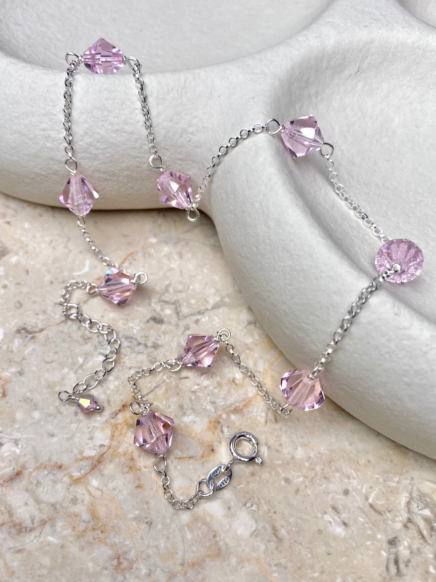 Aarteeni-kaulakoru, vaaleanpunainen, hopea