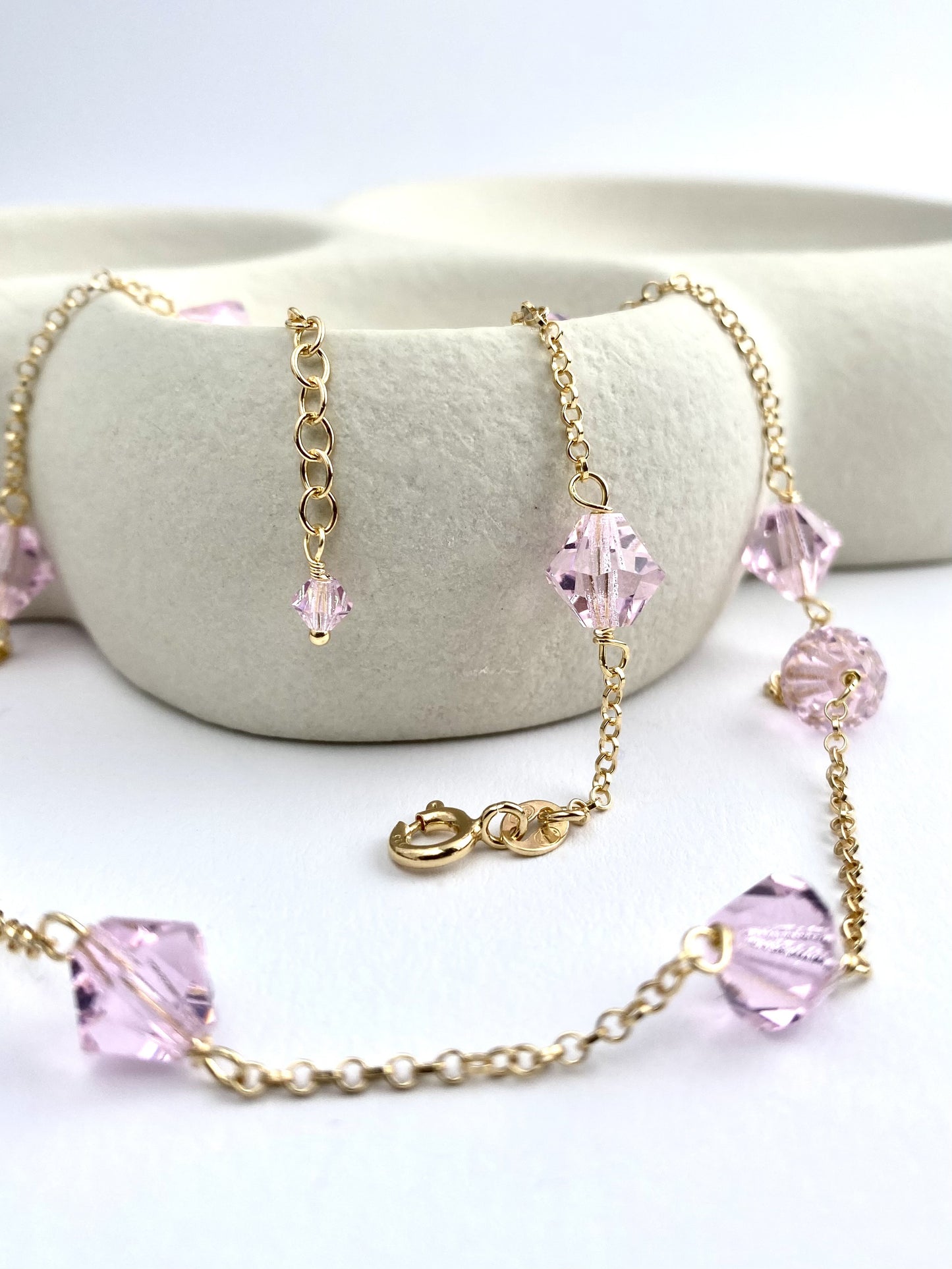 Aarteeni-korusetti, vaaleanpunainen, kullattu hopea