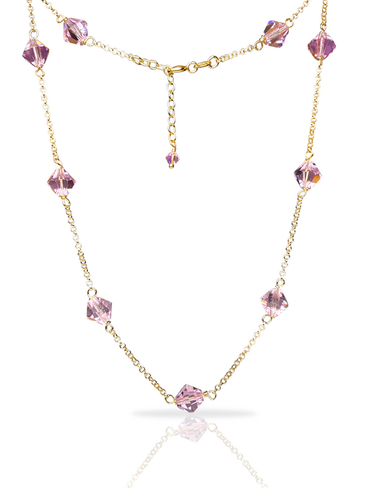 Aarteeni-kaulakoru, vaaleanpunainen, kullattu hopea