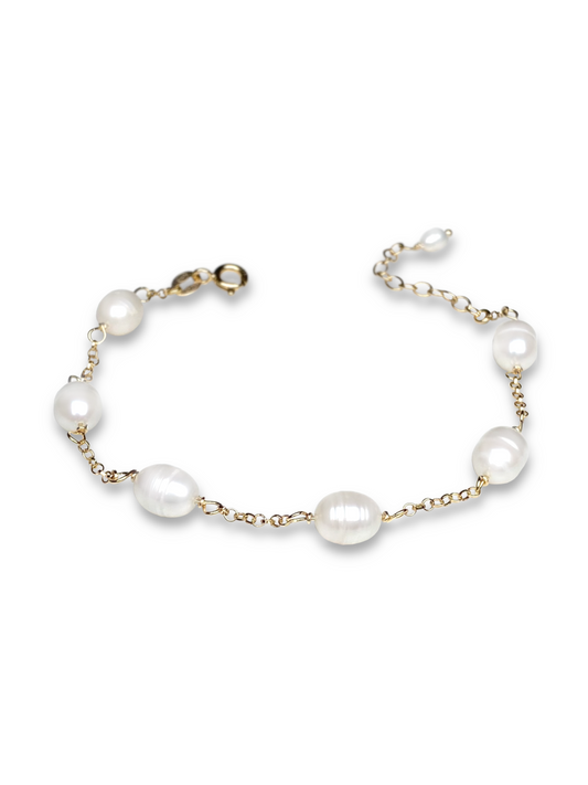 Aarteeni-rannekoru, helmi, kullattu hopea