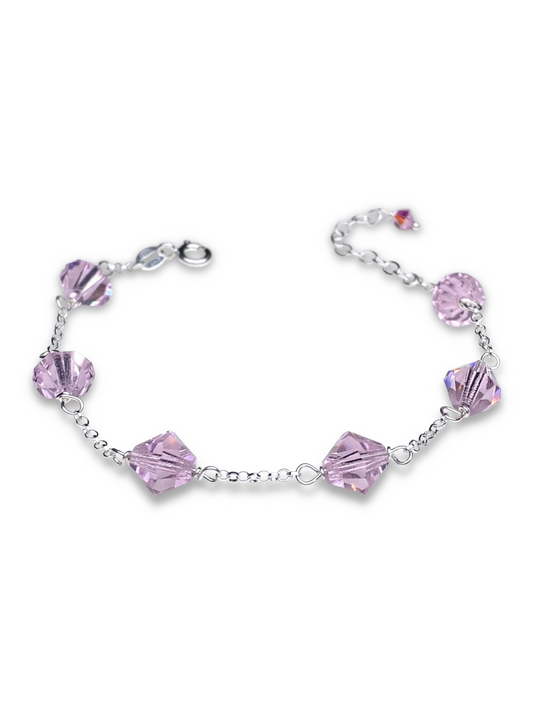 Aarteeni-rannekoru, vaaleanpunainen, hopea