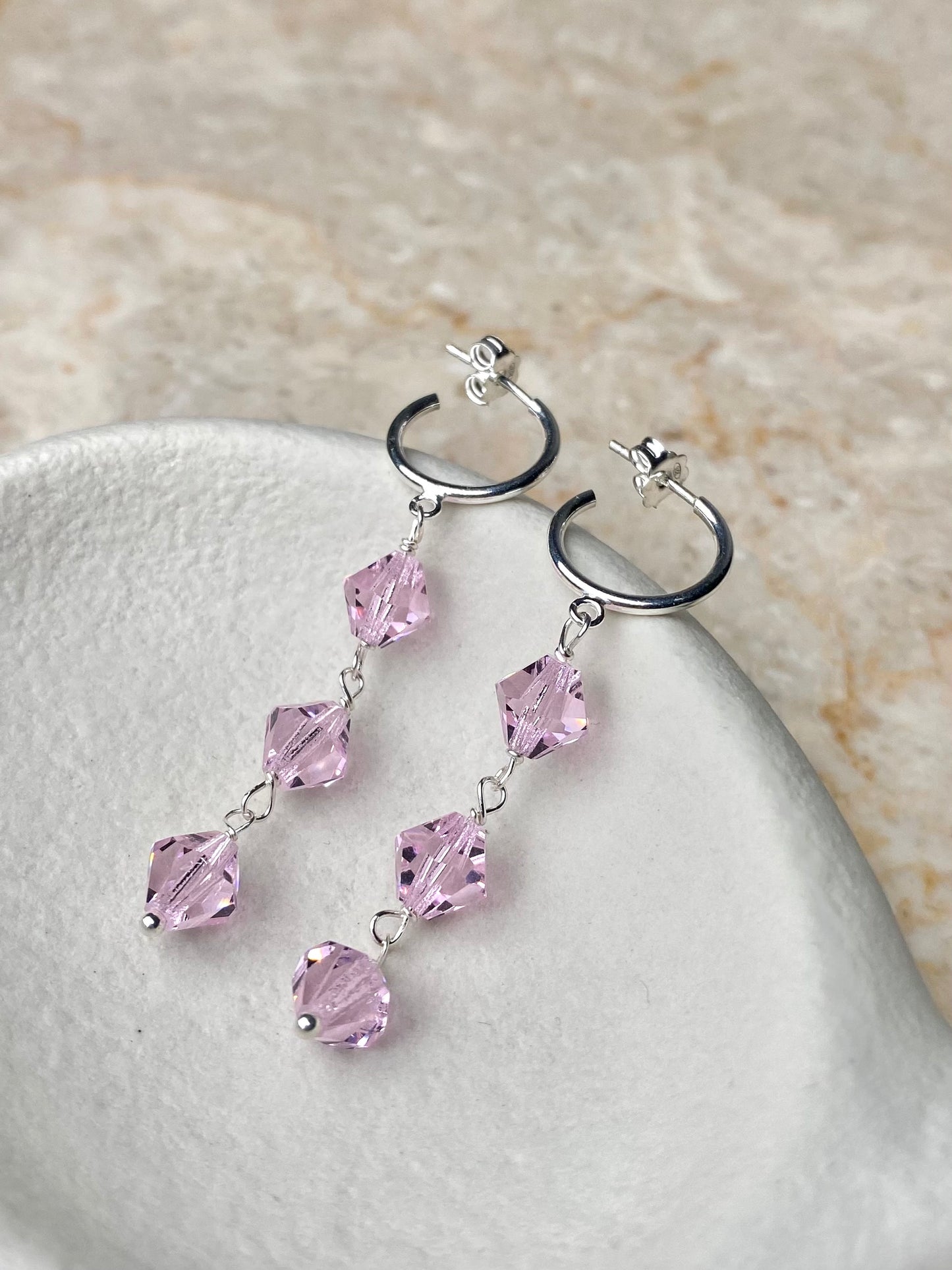 Aarteeni-korvakorut, vaaleanpunainen, hopea