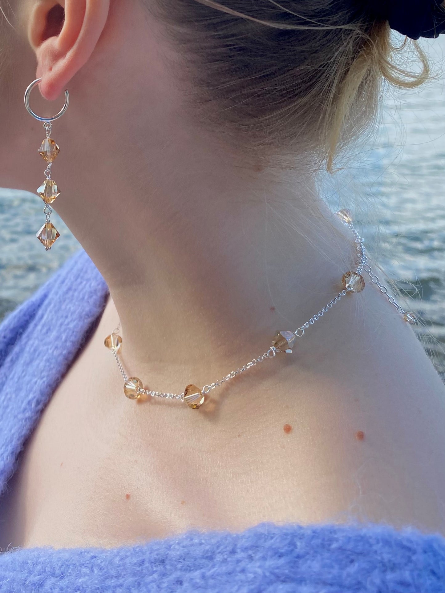 Aarteeni-kaulakoru, beige, hopea