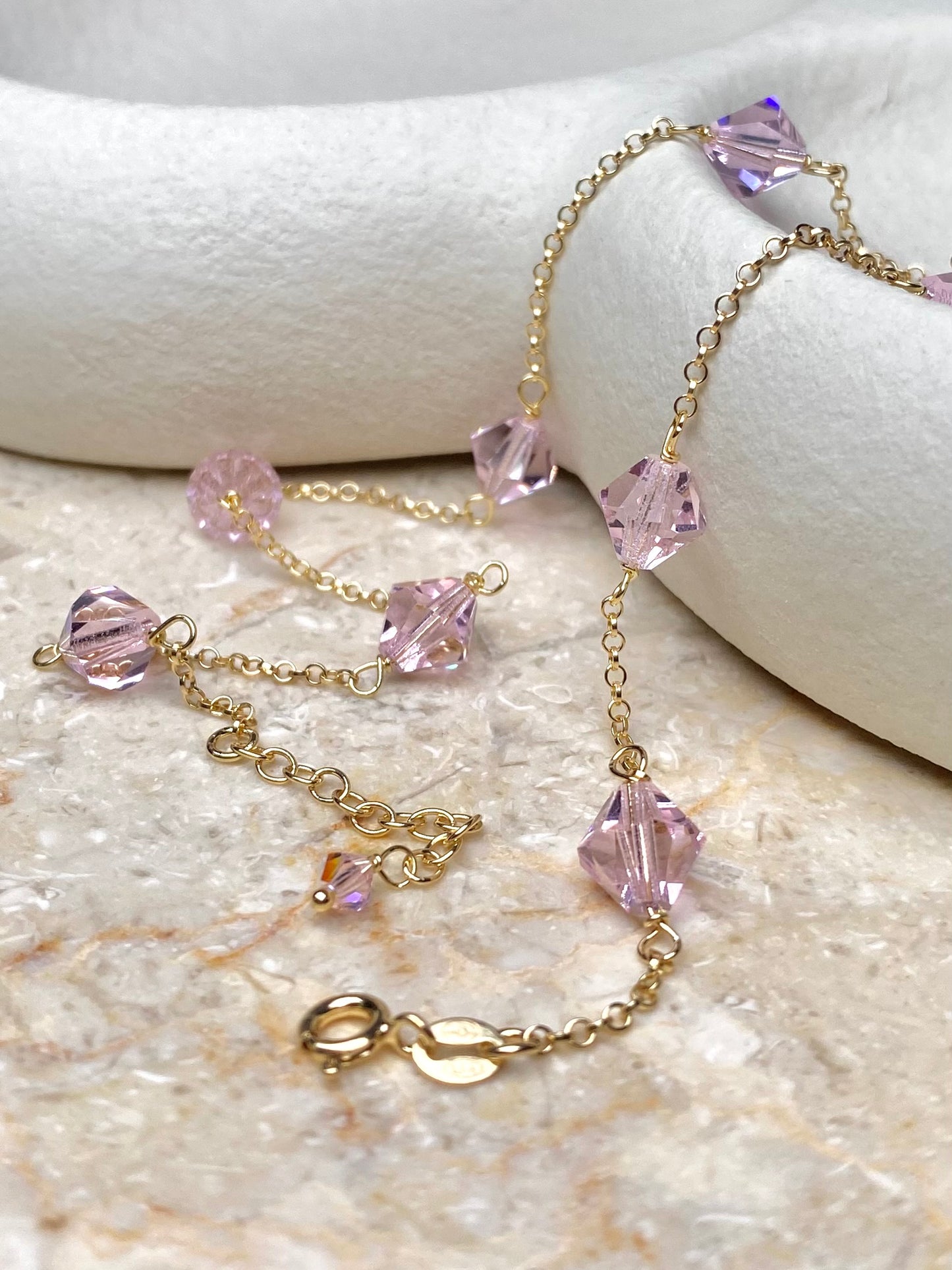 Aarteeni-kaulakoru, vaaleanpunainen, kullattu hopea