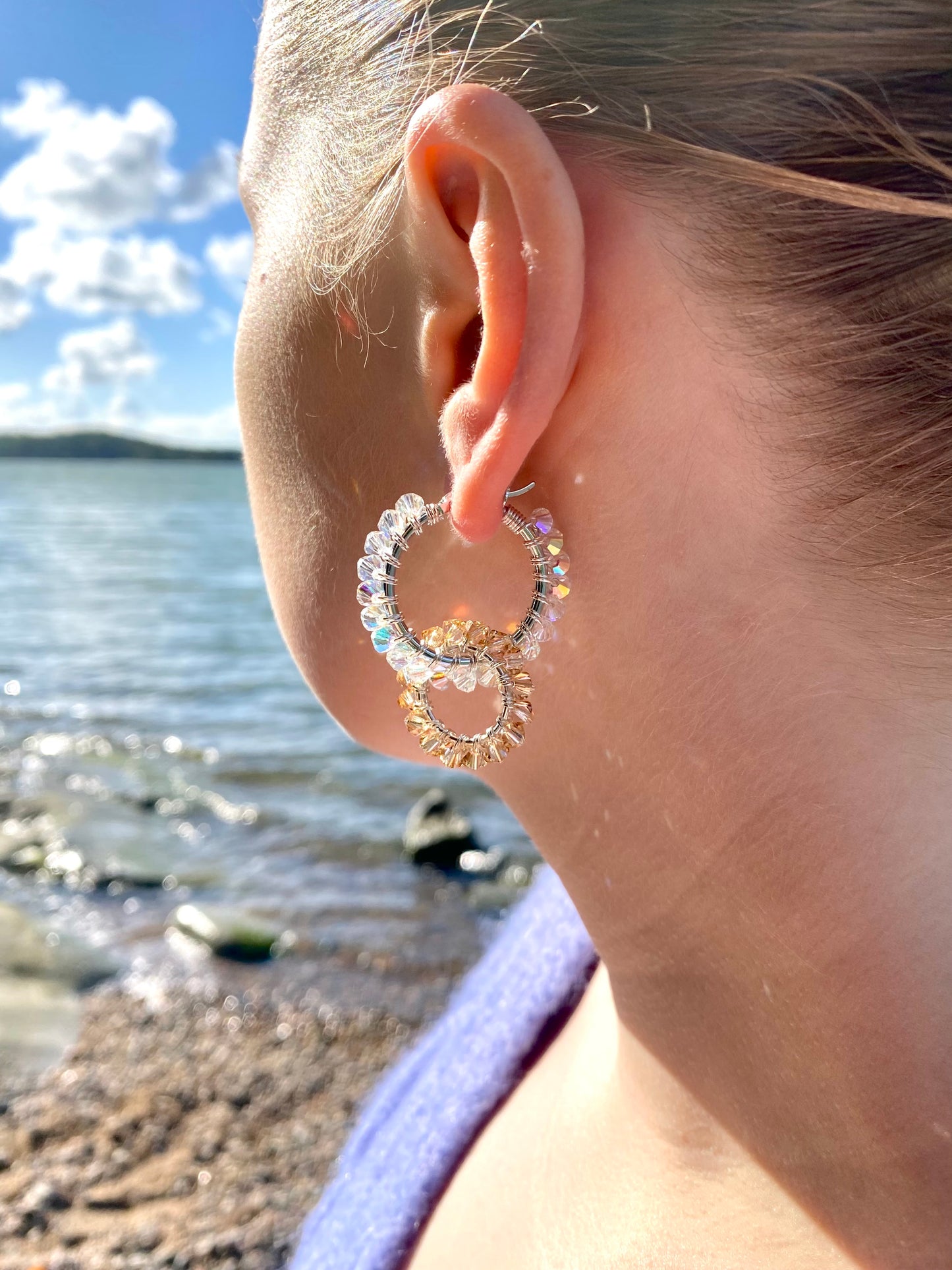 Tuplarenkaat & Soolorengas -korusetti, beige, hopea