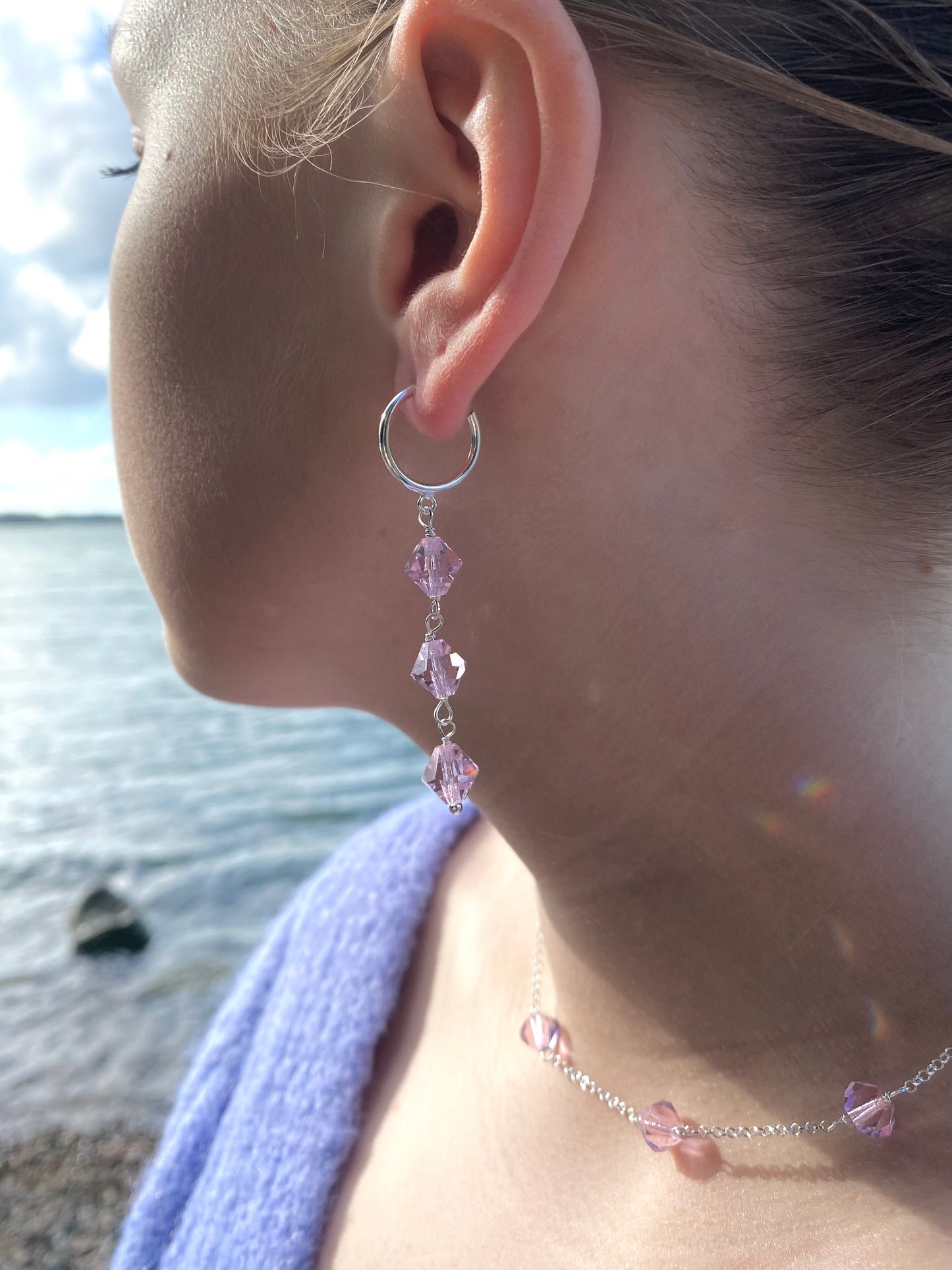 Aarteeni-korusetti, vaaleanpunainen, hopea