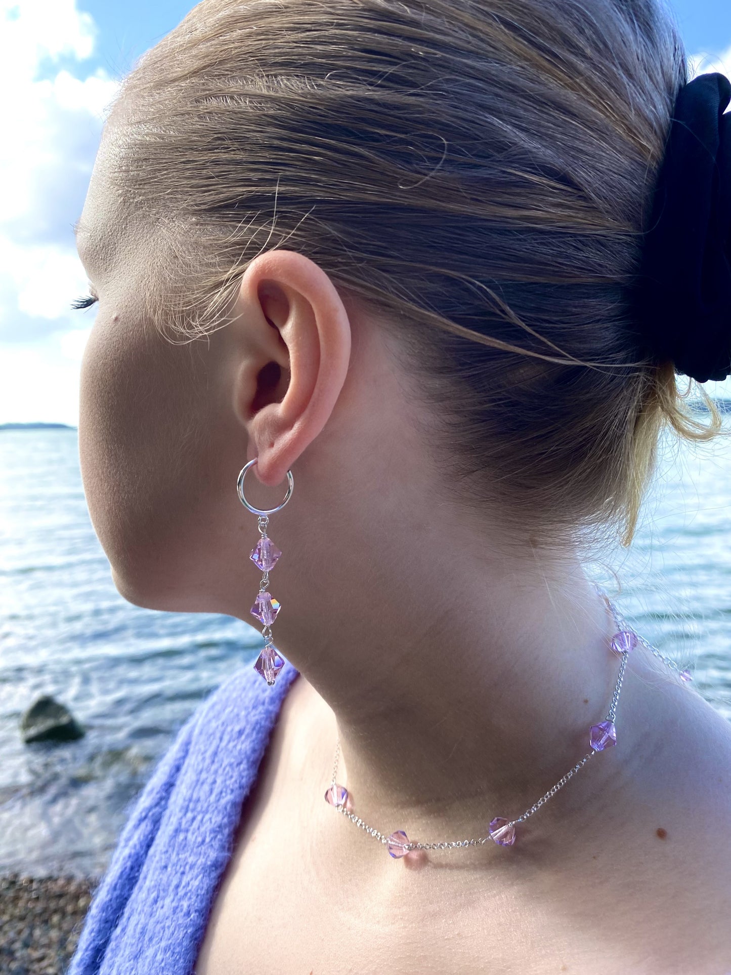 Aarteeni-kaulakoru, vaaleanpunainen, hopea