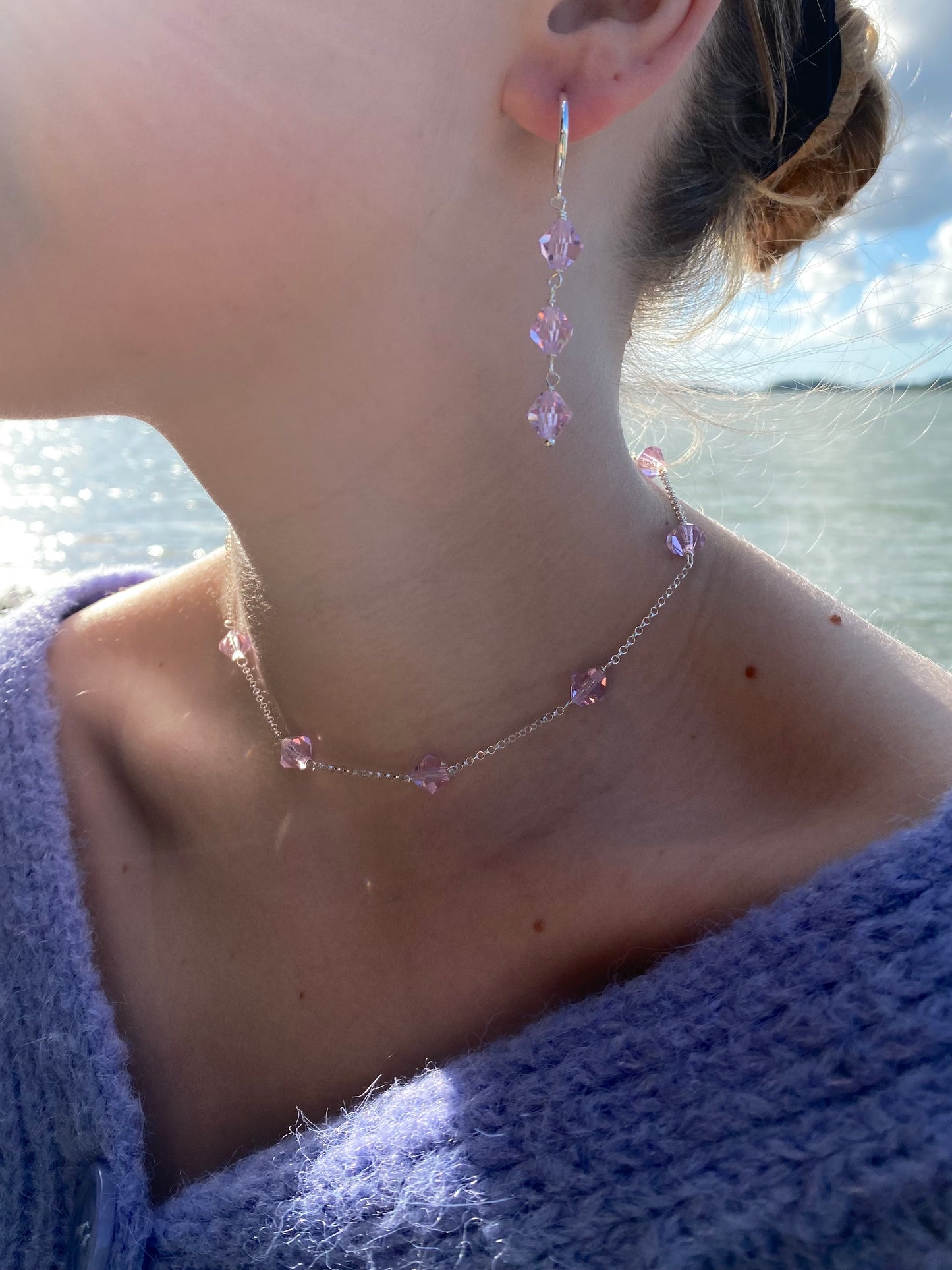 Aarteeni-kaulakoru, vaaleanpunainen, hopea