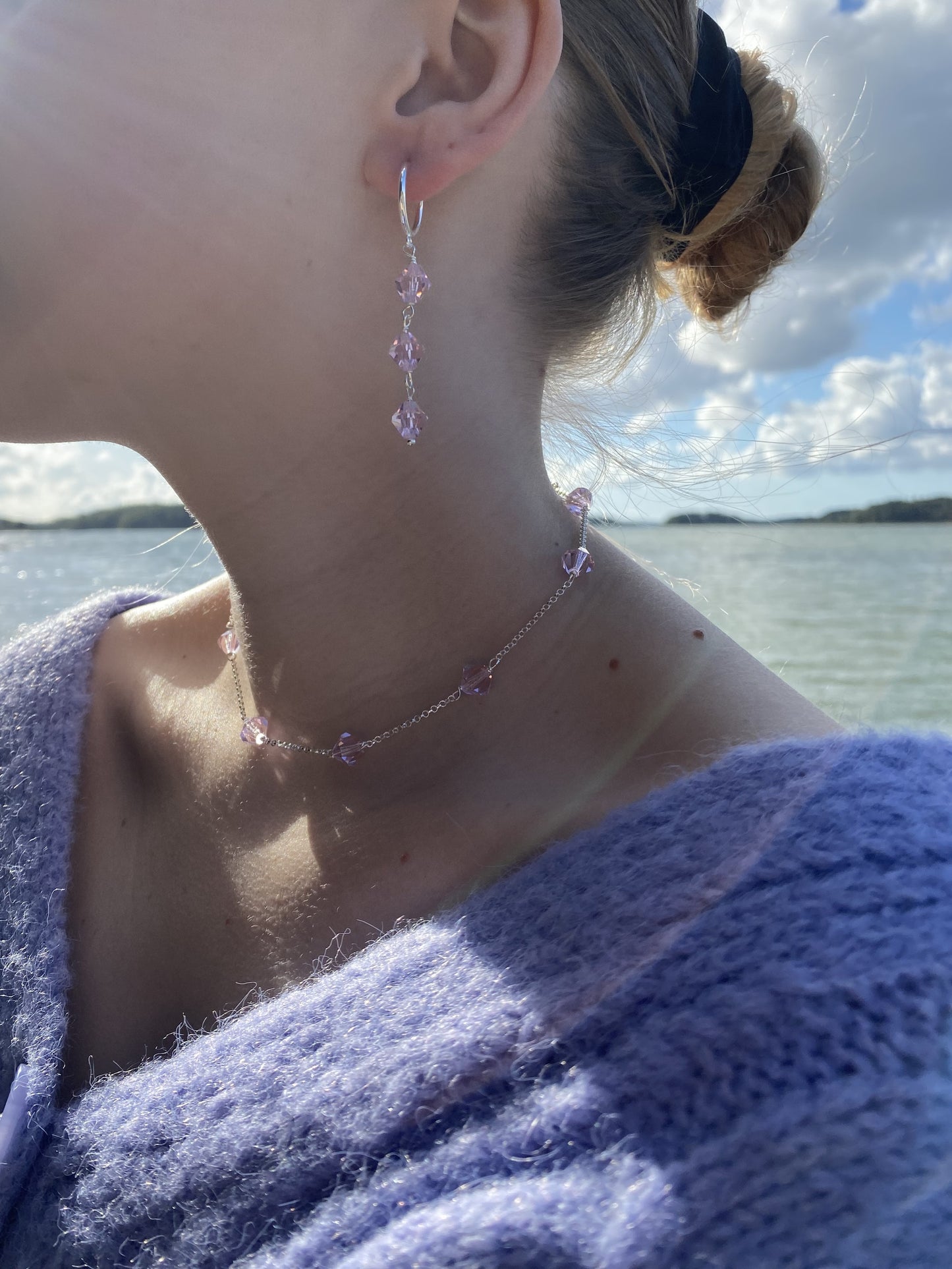 Aarteeni-korvakorut, vaaleanpunainen, hopea