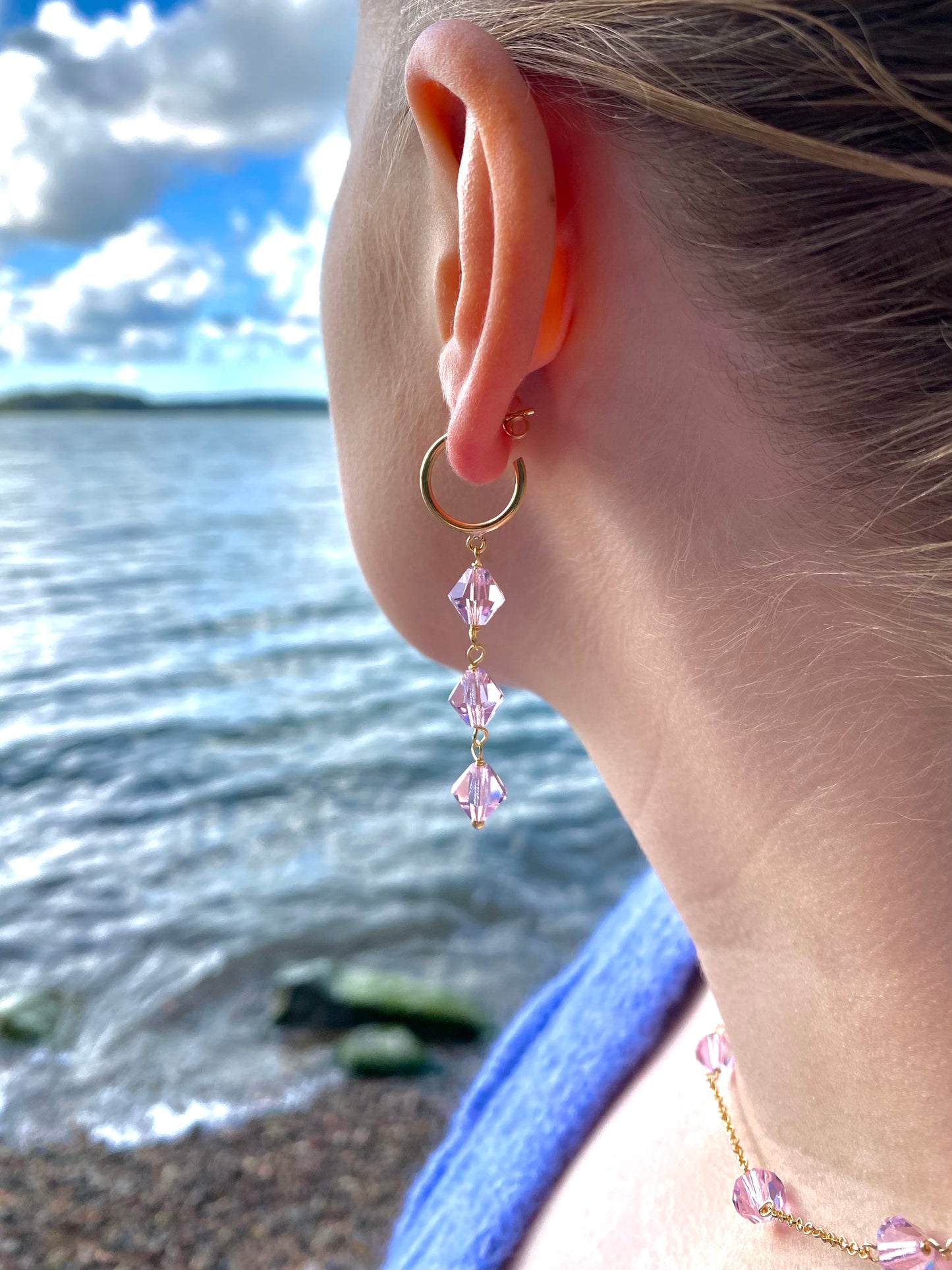 Aarteeni-korusetti, vaaleanpunainen, kullattu hopea