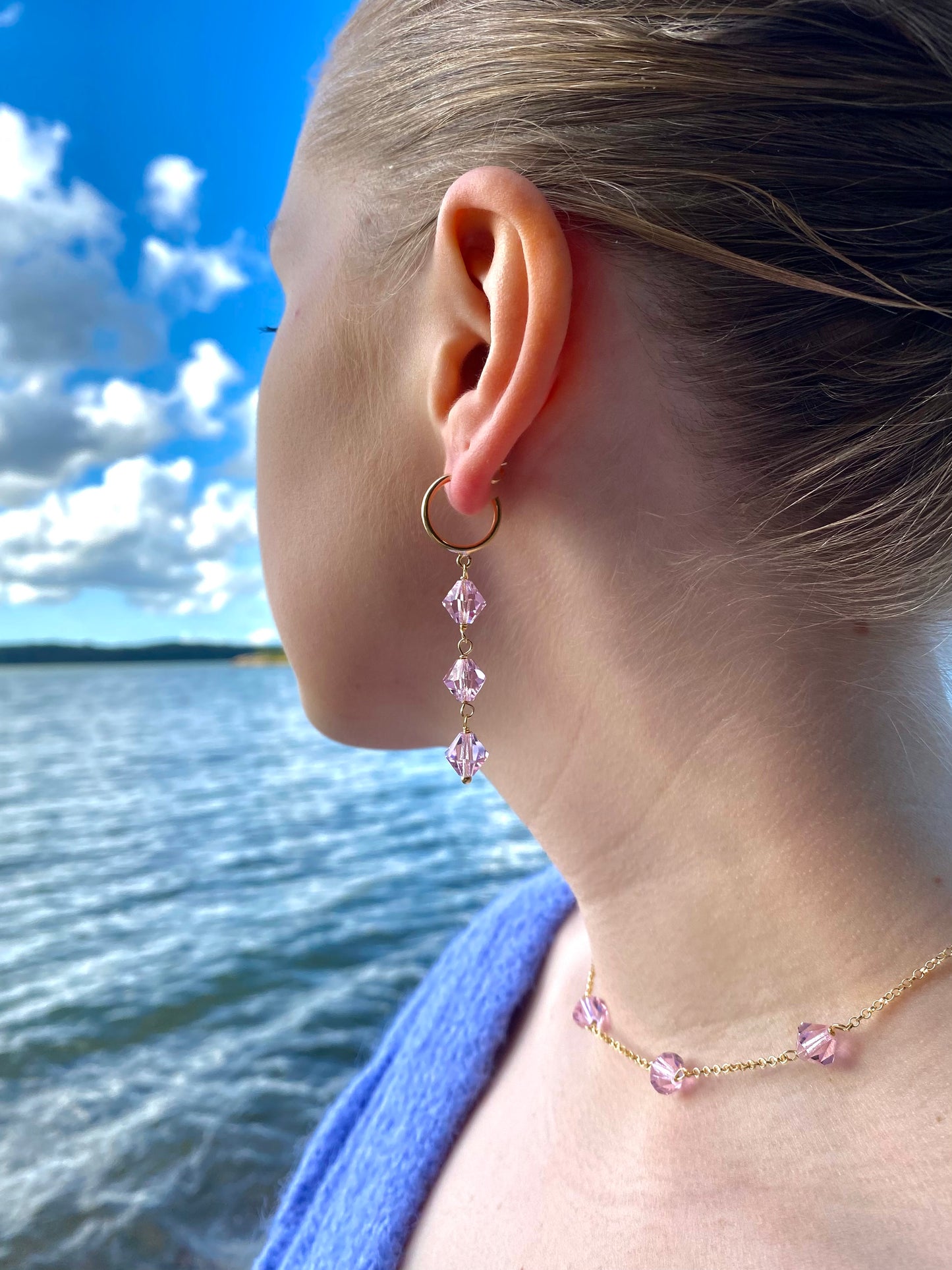 Aarteeni-korvakorut, vaaleanpunainen, kullattu hopea