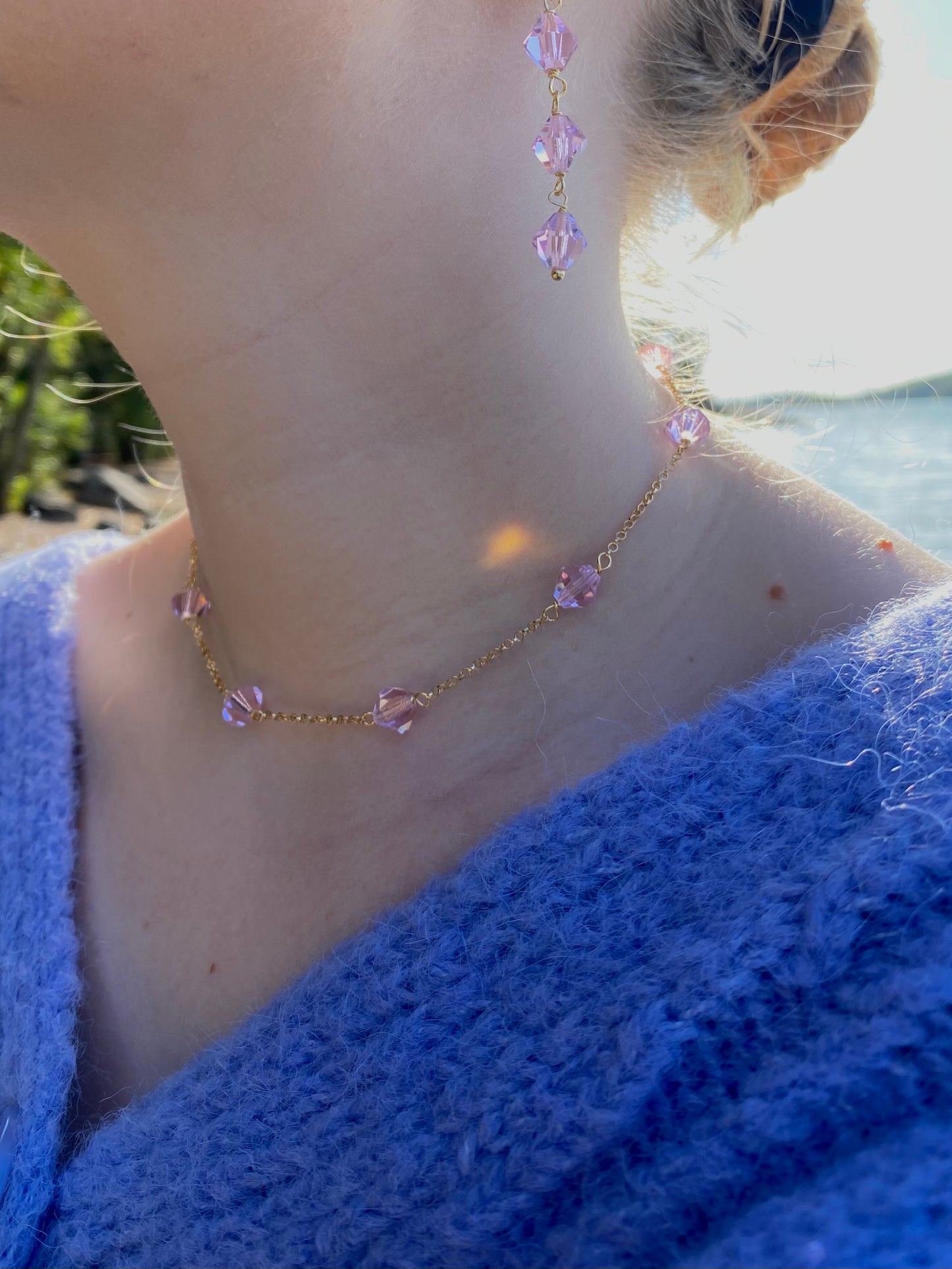 Aarteeni-kaulakoru, vaaleanpunainen, kullattu hopea