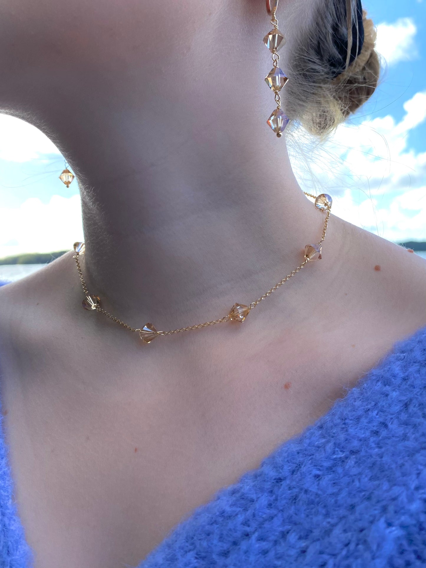 Aarteeni-korusetti, beige, kullattu hopea