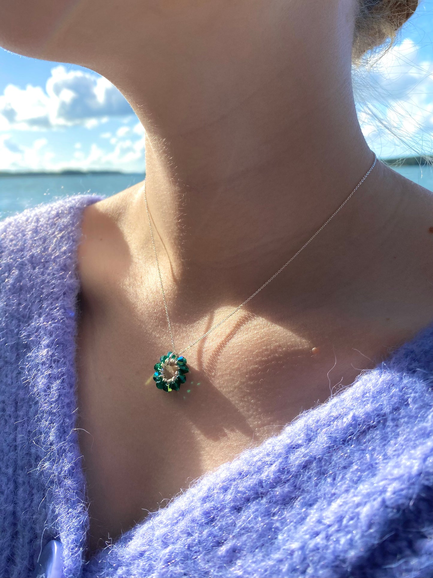 Soolorengas-kaulakoru, vihreä, hopea