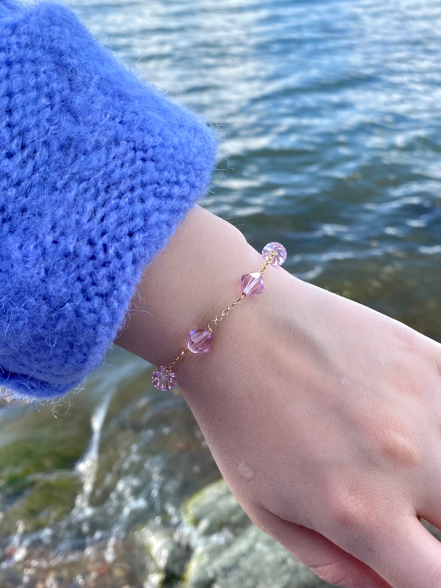 Aarteeni-korusetti, vaaleanpunainen, kullattu hopea