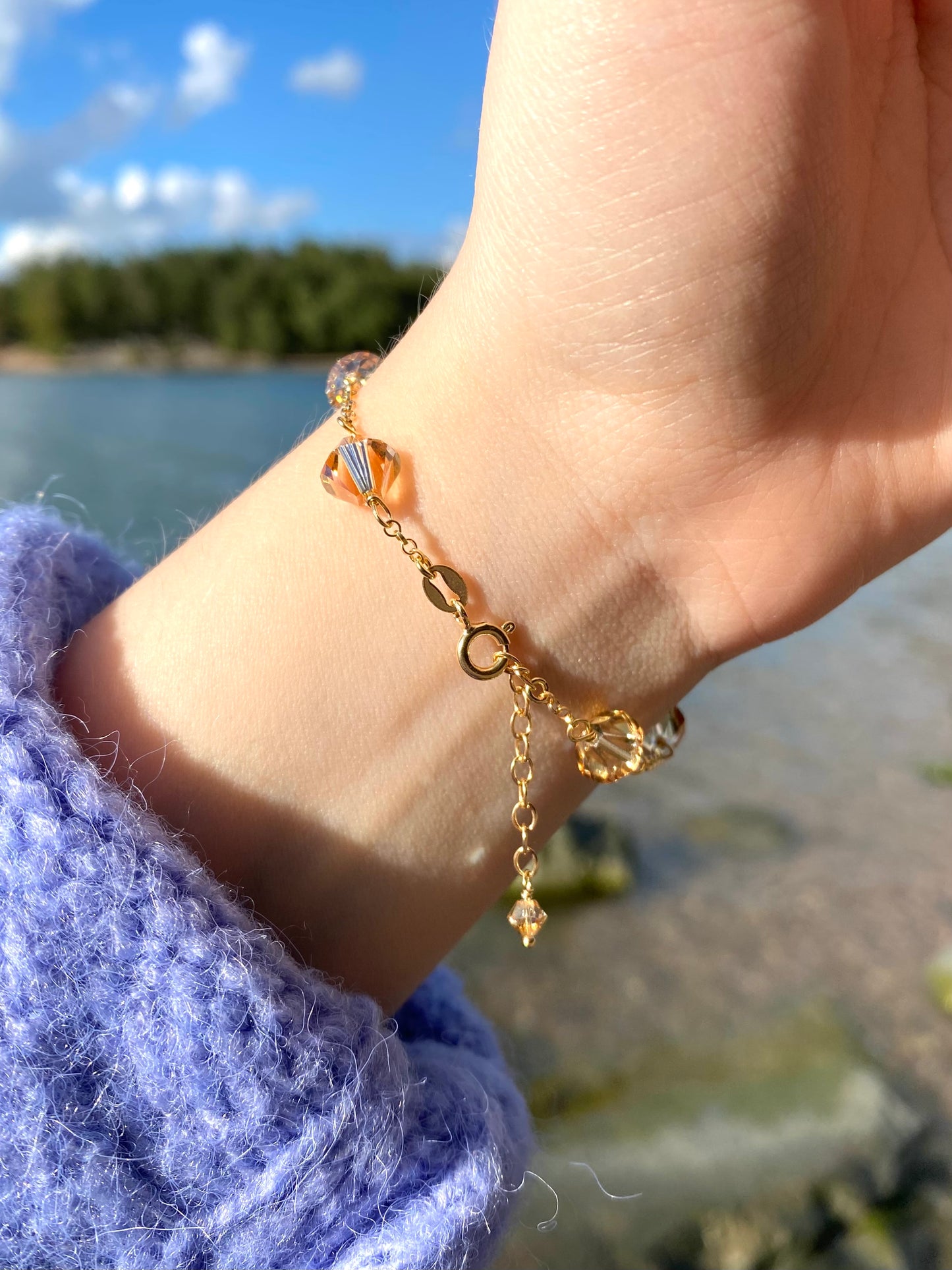 Aarteeni-korusetti, beige, kullattu hopea