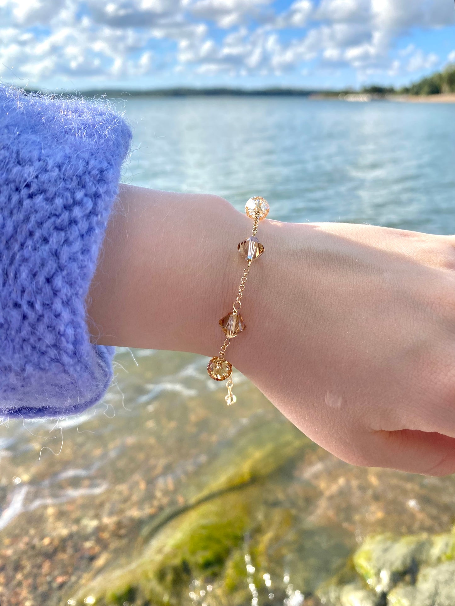 Aarteeni-korusetti, beige, kullattu hopea