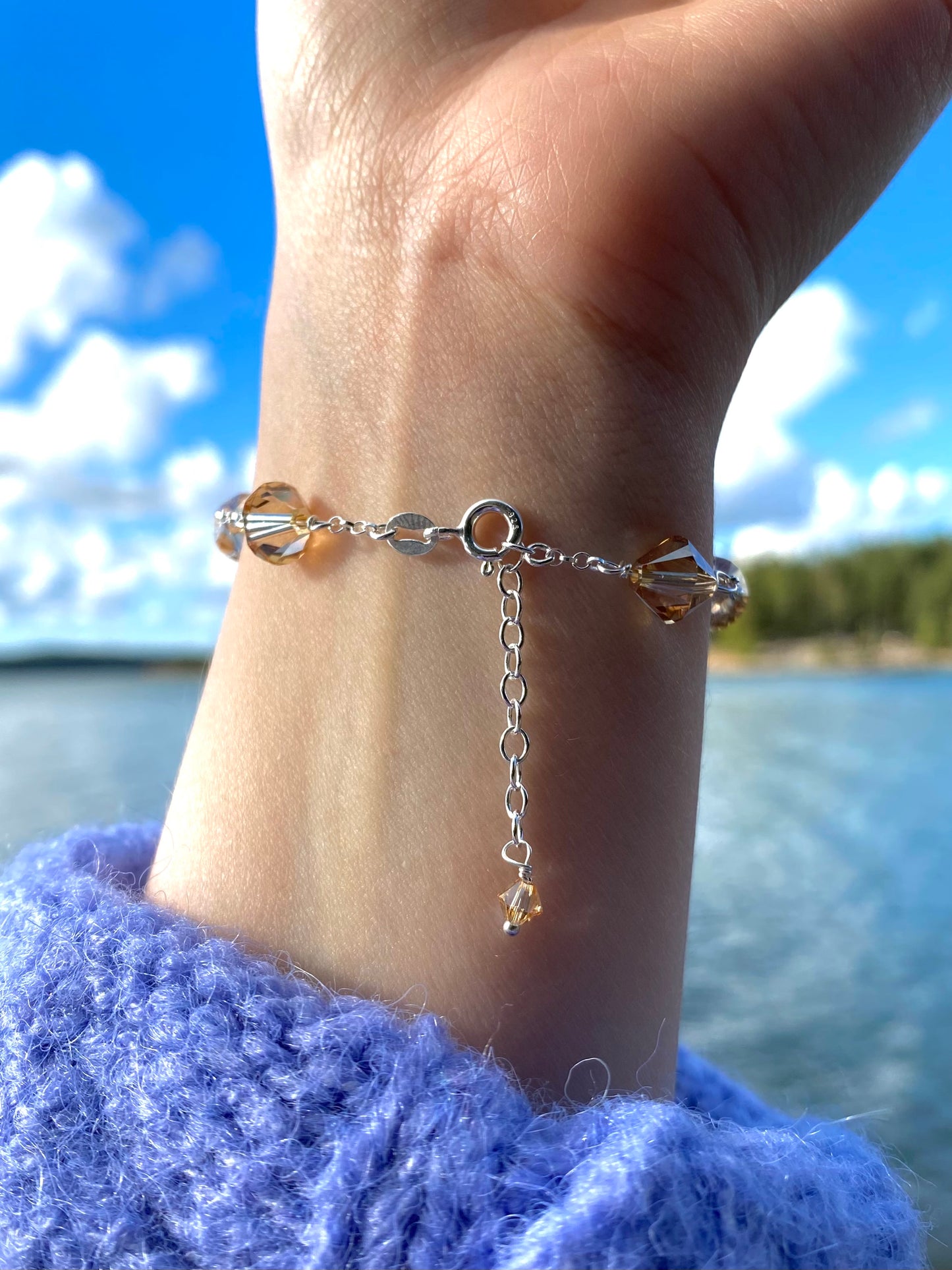 Aarteeni-rannekoru, beige, hopea