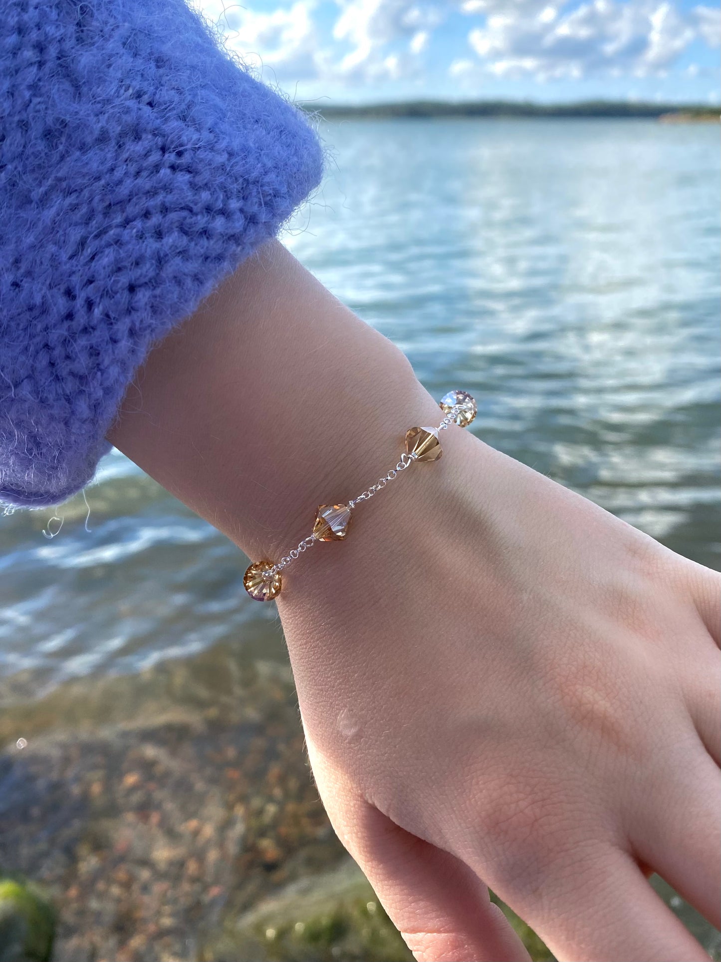 Aarteeni-rannekoru, beige, hopea