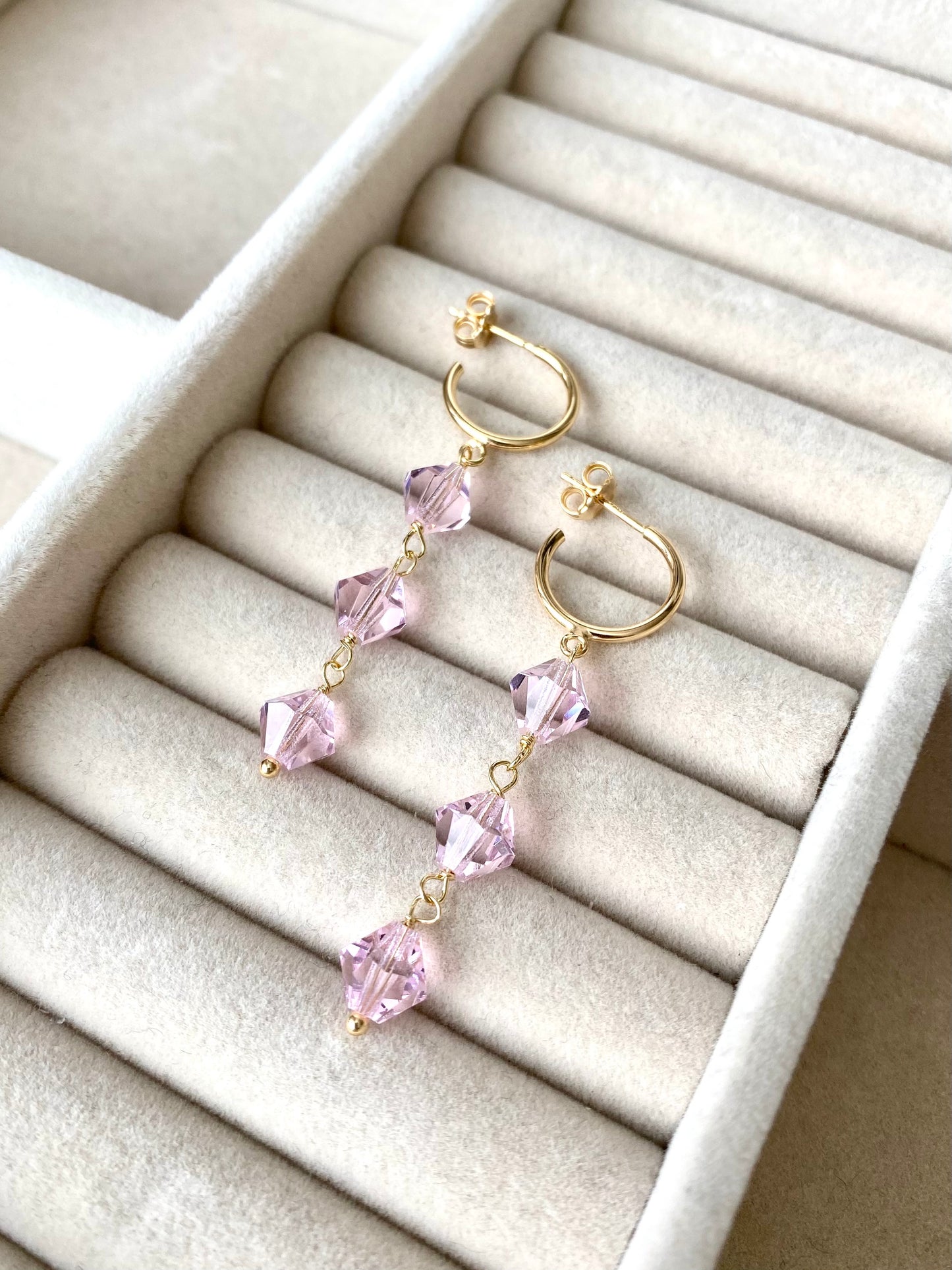 Aarteeni-korvakorut, vaaleanpunainen, kullattu hopea