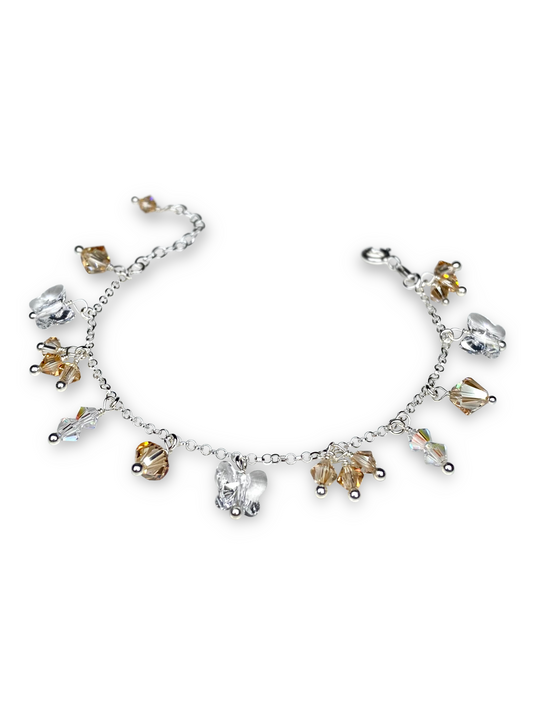 Keidas-rannekoru, beige, hopea