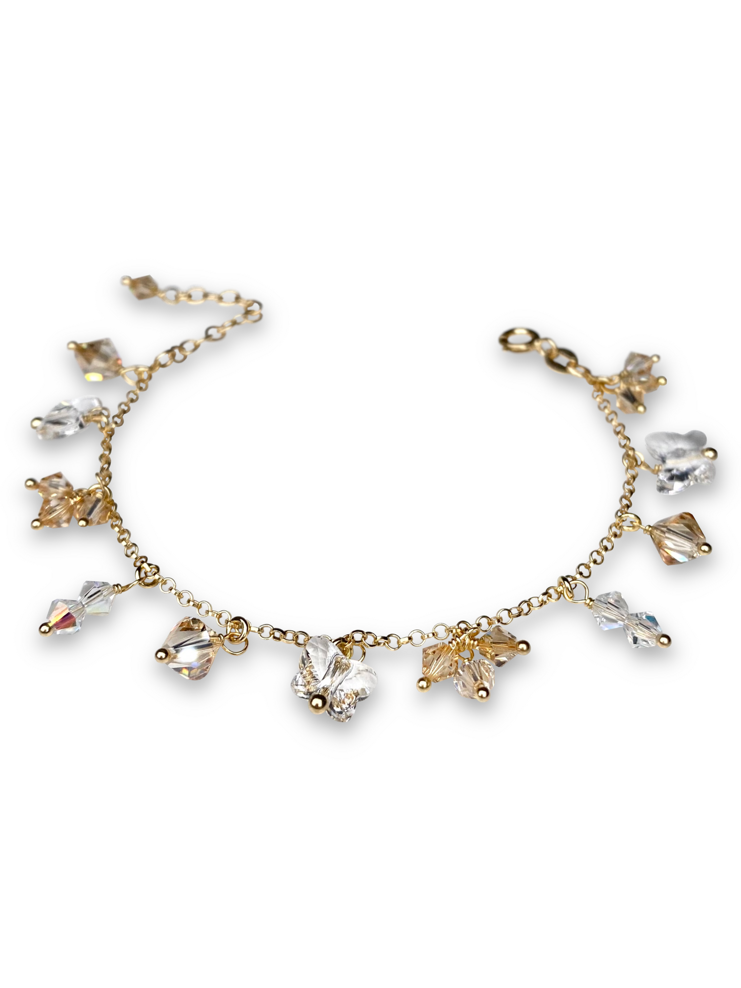 Keidas-rannekoru, beige, kullattu hopea