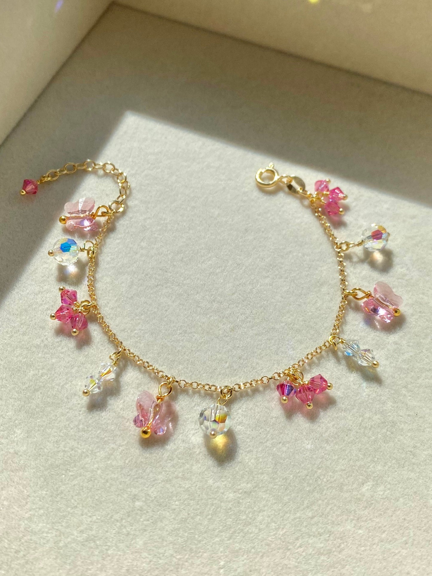 Pikkurenkaat & Keidas -korusetti, vaaleanpunainen, kullattu hopea