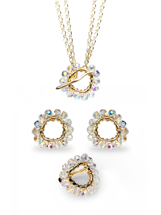 Lumen-korusetti, kirkas, kullattu hopea