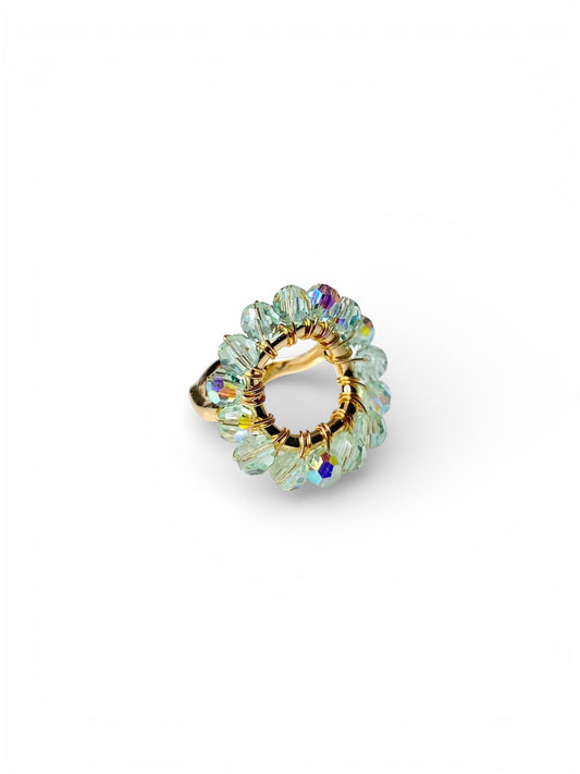 Pastellinvihreä sormus, kullattu hopea