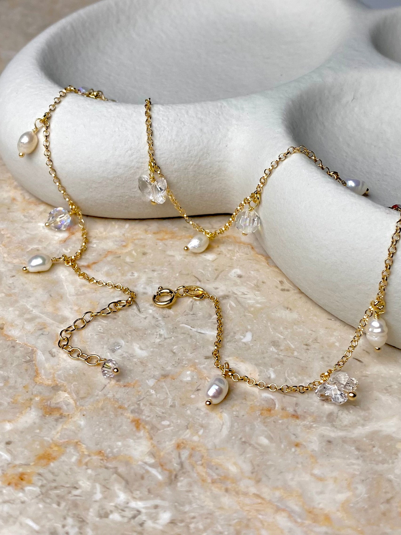 Käsintehty kullattu hopeinen kaulakoru