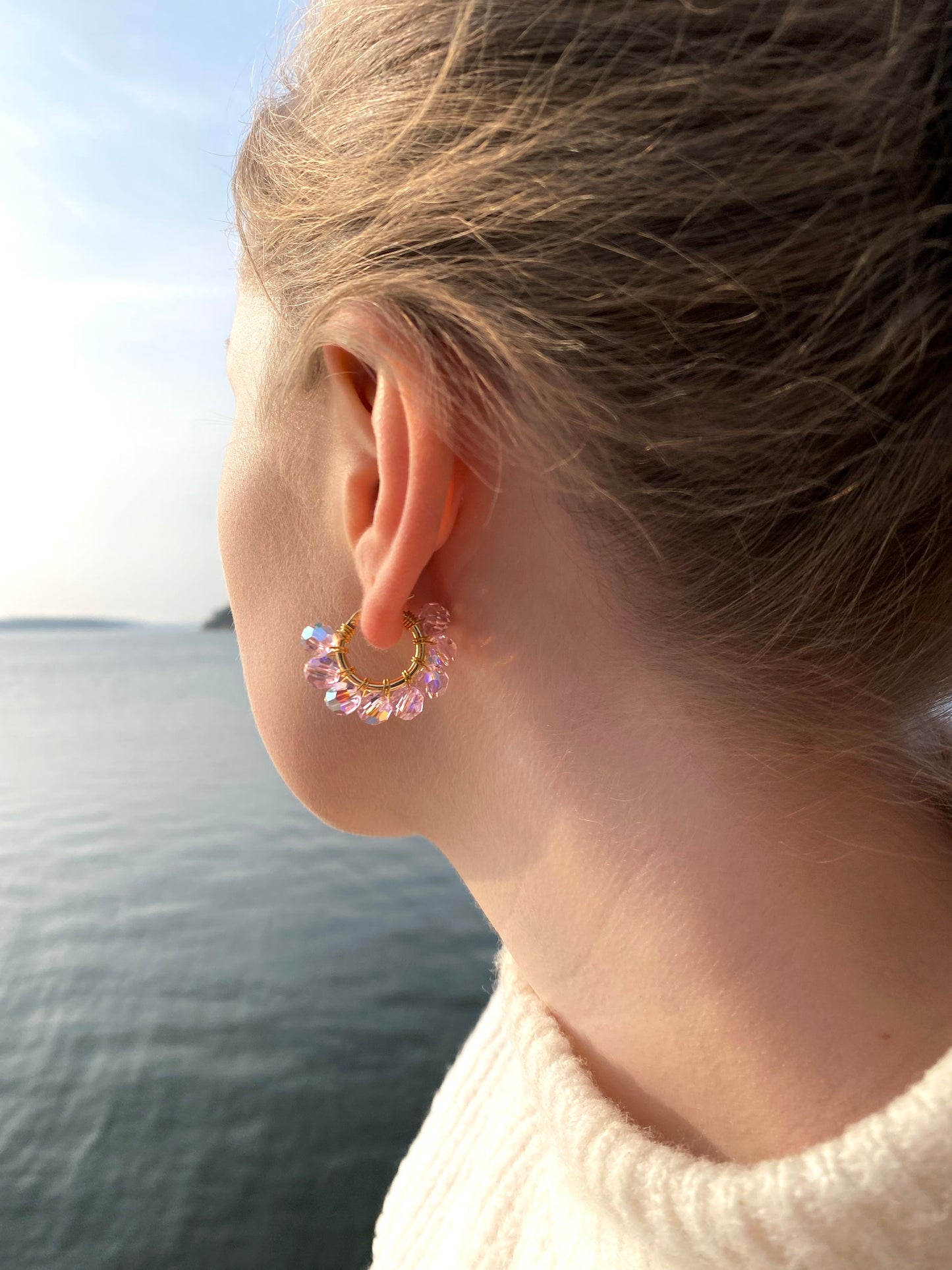 Pikkurenkaat & Keidas -korusetti, vaaleanpunainen, kullattu hopea