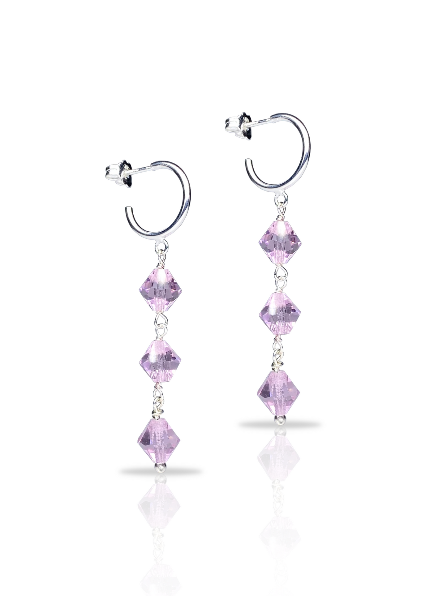 Aarteeni-korvakorut, vaaleanpunainen, hopea